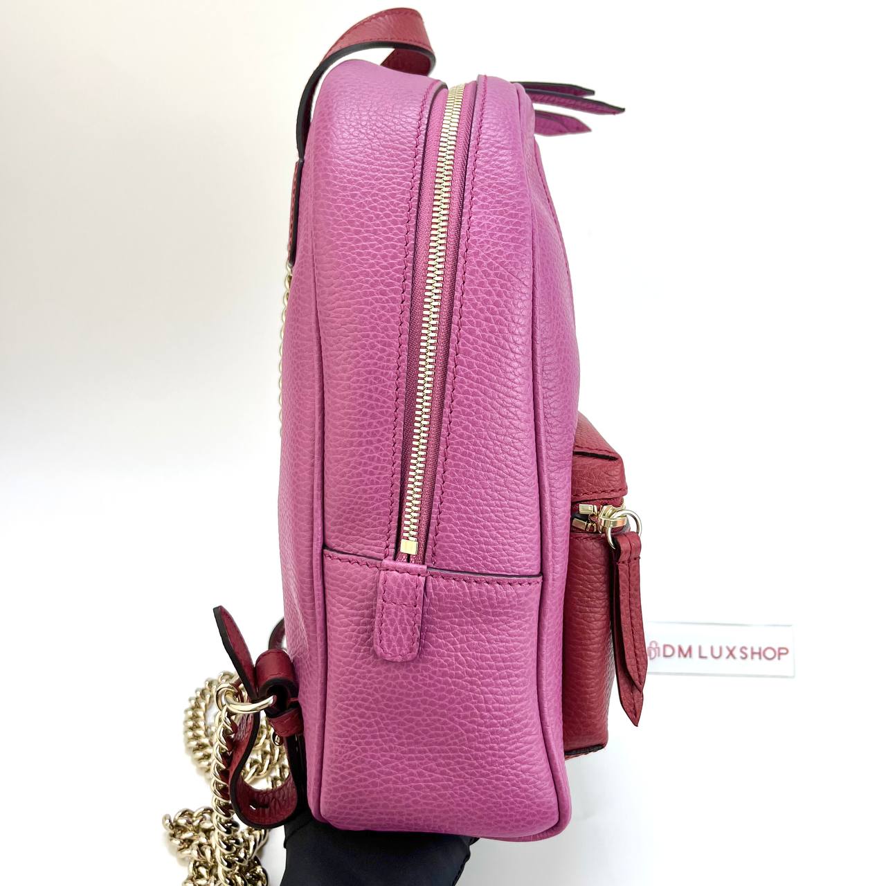 Gucci Red/Pink Peddled Soho Chain Backpack GHW