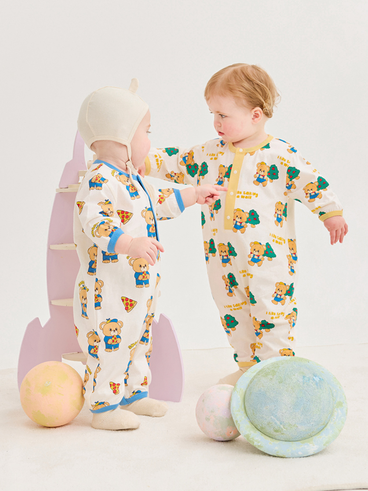 🌸預訂 韓國直送🌸🇰🇷Milk Baby兩色小熊滿印長袖連身服