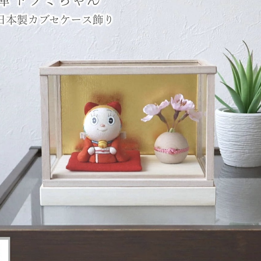 [訂購] 多啦A夢木偶公仔 連木箱 櫻花擺設(江戶木目込人形)