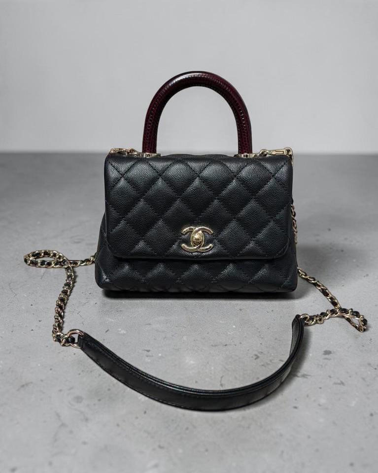 Chanel coco handle mini 黑色荔枝牛皮金鏈 100%Authentic, 98%New  ✅收據✅31卡 ✅dust bag✅box