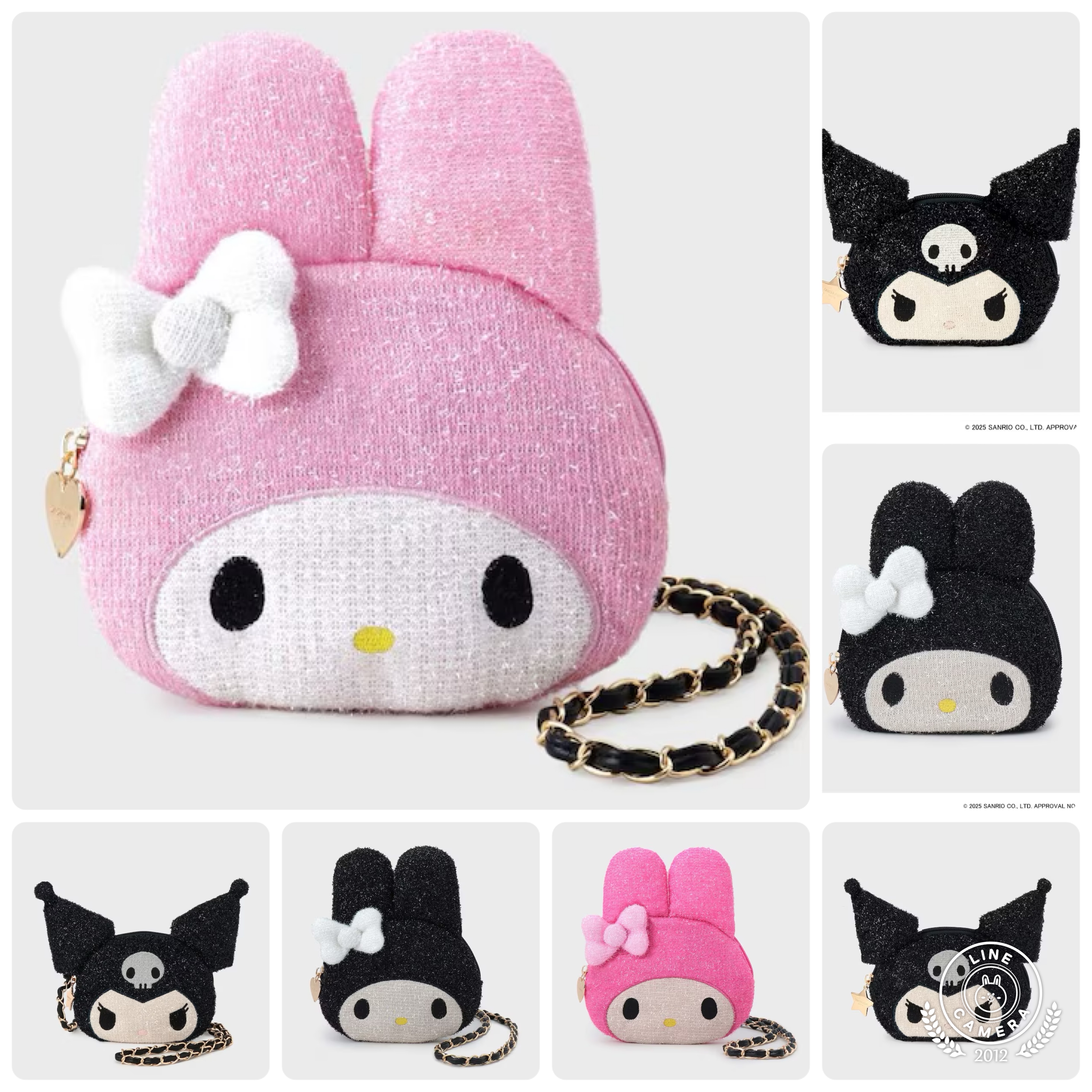 日本服裝品牌-OPAQUE.CLIP X MELODY KUROMI 閃閃斜孭袋/化妝袋