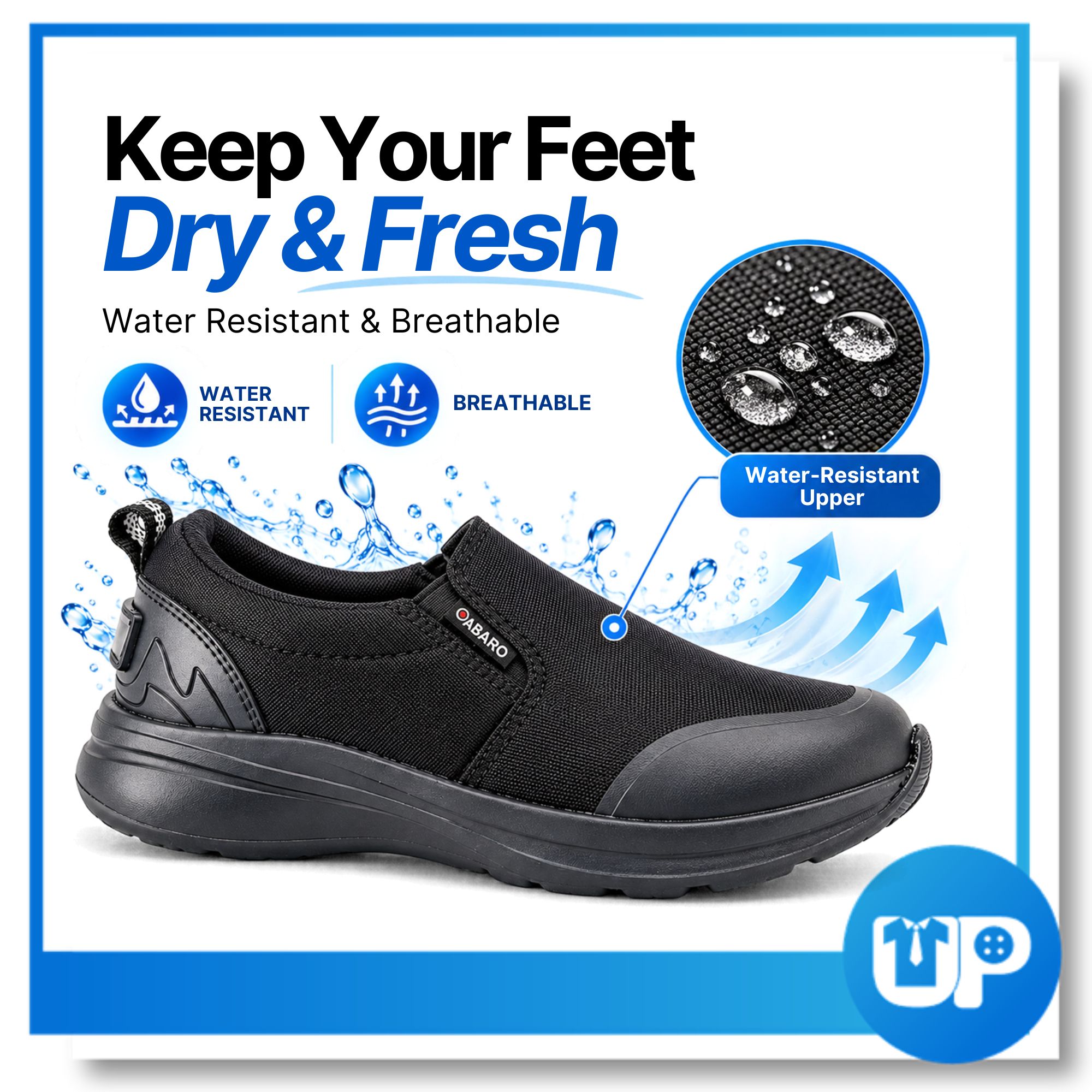 ABARO Kasut Sekolah Hitam Slip-on Water Resistant Canvas Sekolah Soft Cushion Shoe (W2889N)