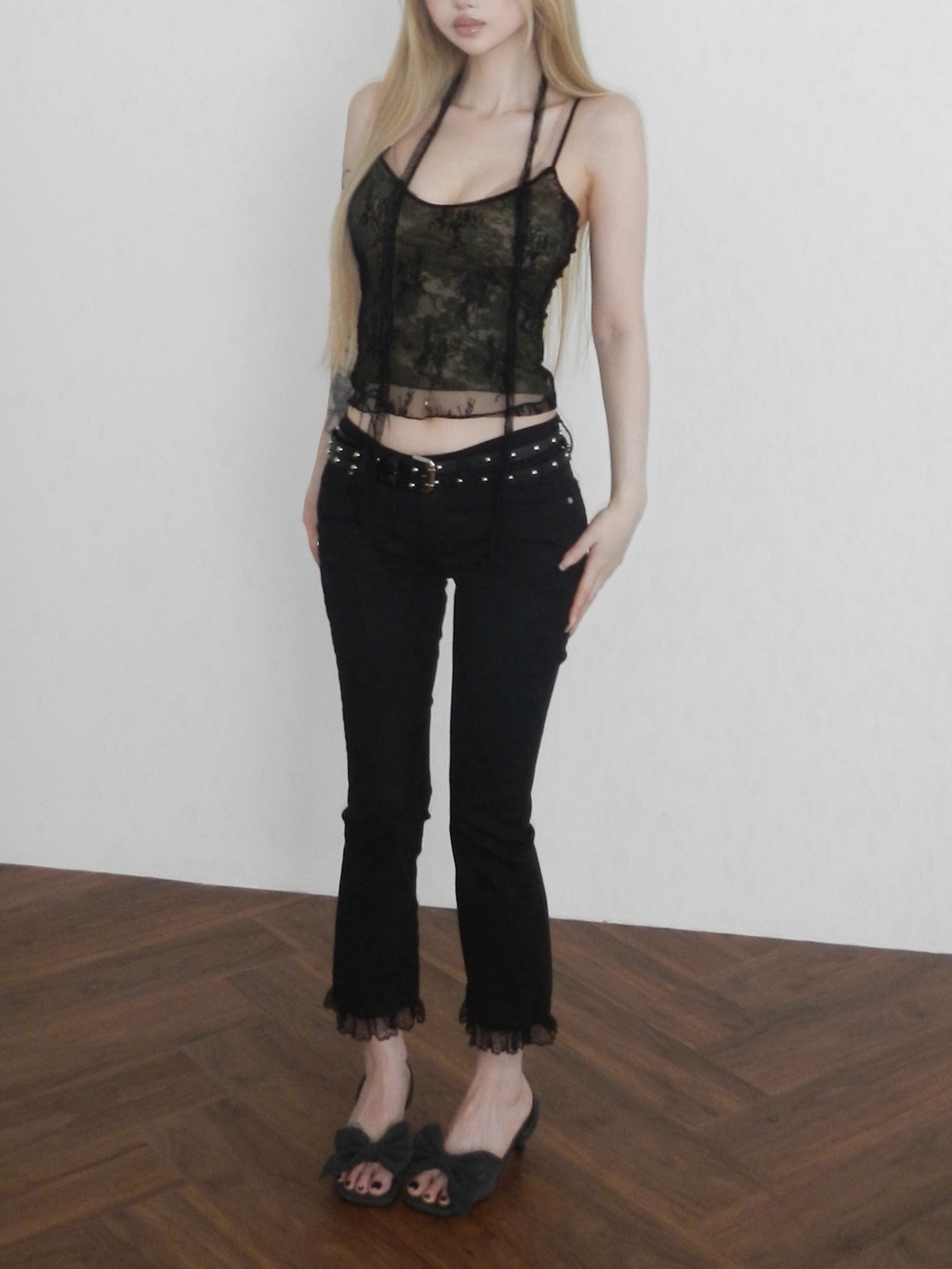 Floral Lace Cami with Scarf