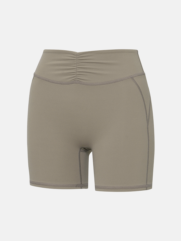 預購_Compression Shirred 3.5-Length Short Leggings by Grandeline