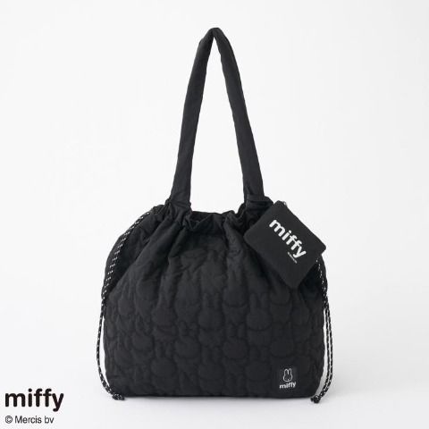 MIFFY 抽繩 tote bag 連 pouch 縫紉 黑色
