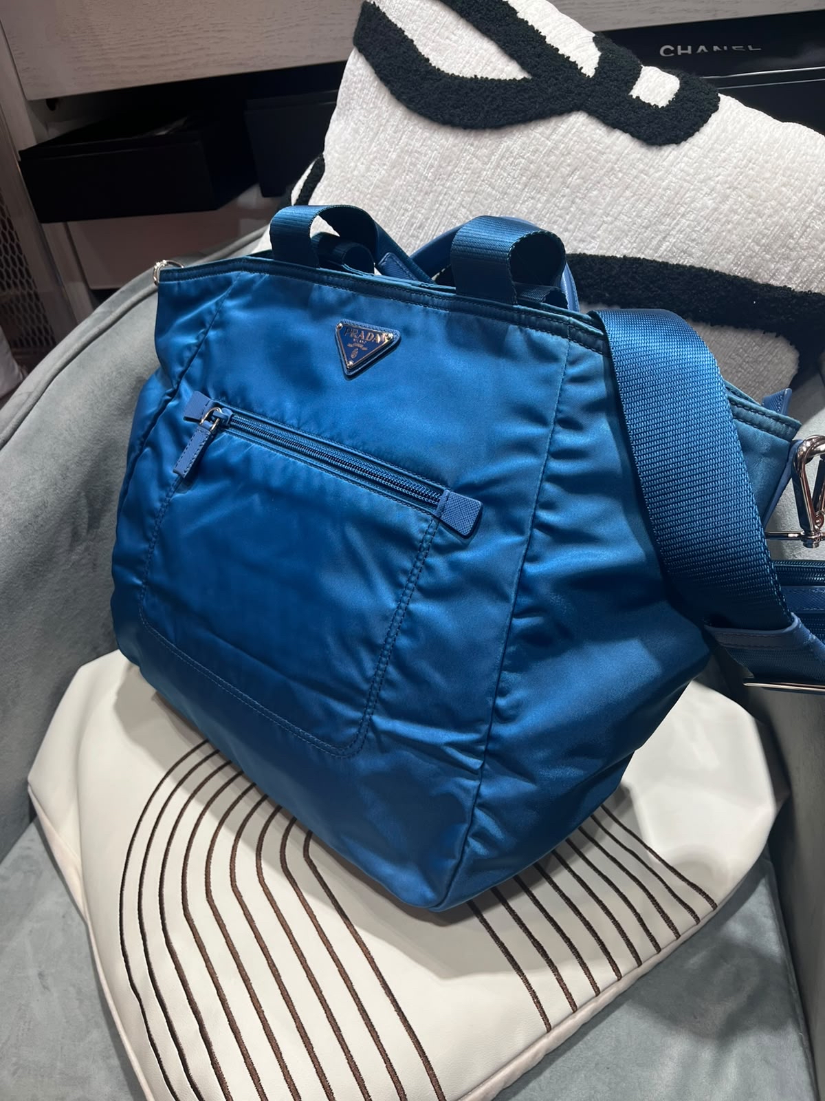 Prada Nylon 2Way Bag Blue 100%Authentic, 98%New 
