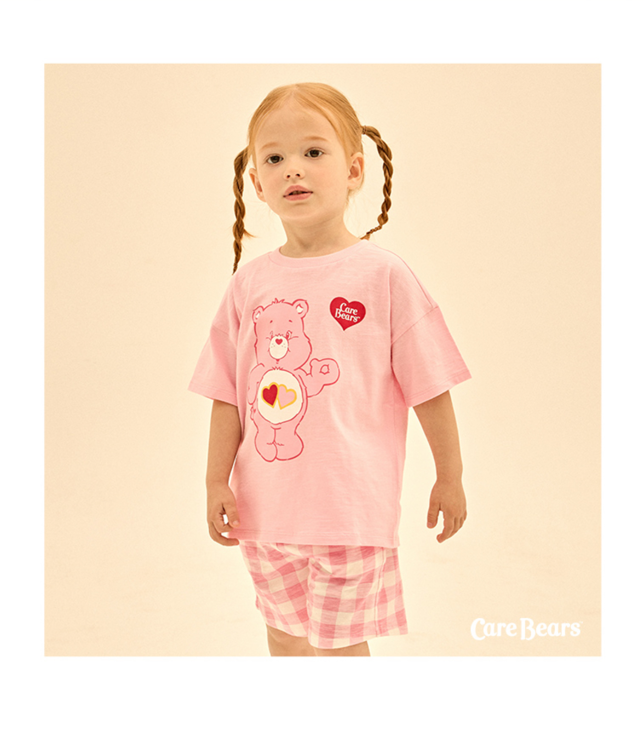 ☀️預訂 韓國直送☀️🇰🇷正版Care Bears兩色愛心生日小熊印花格紋上下套裝