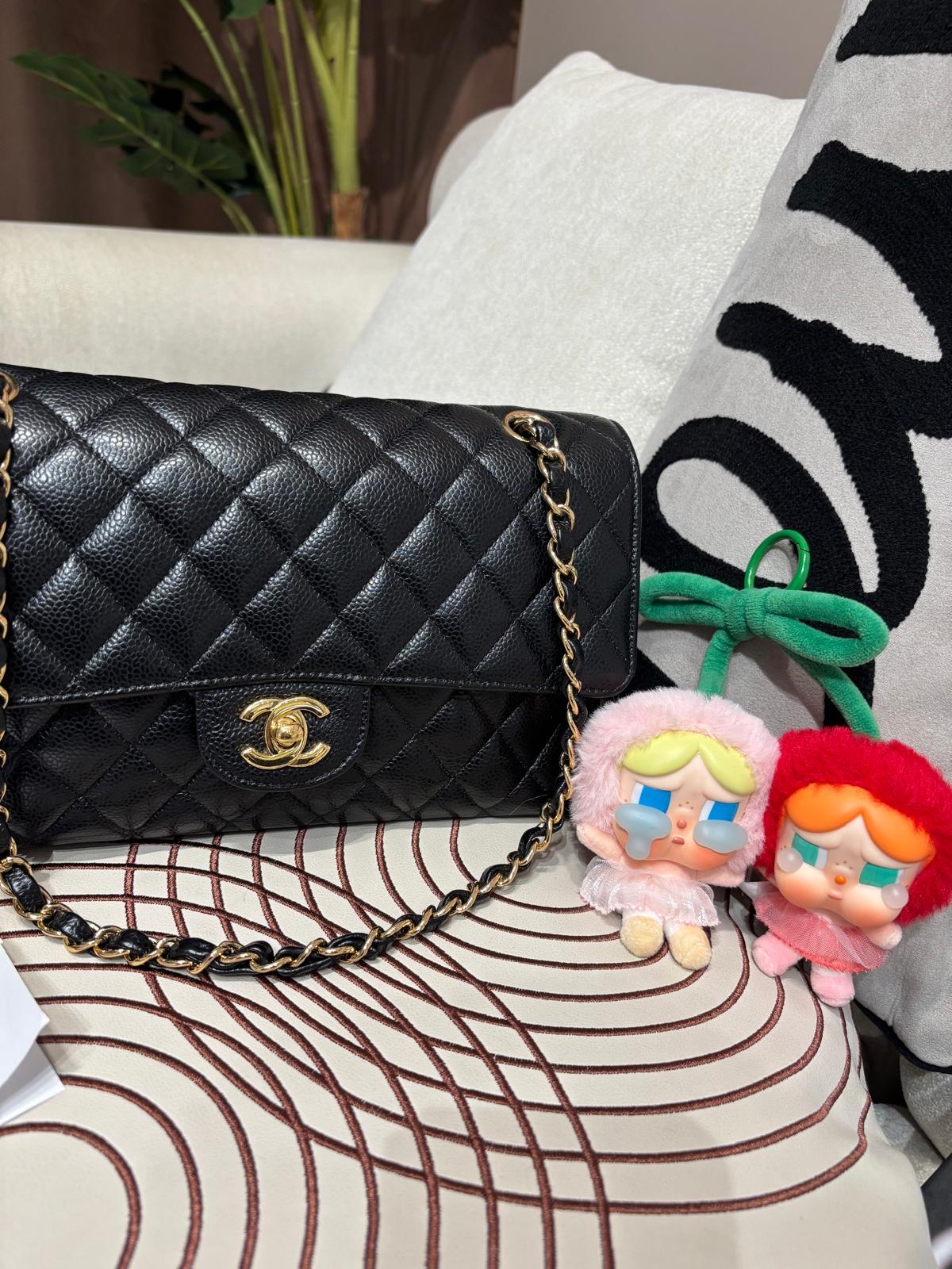 Chanel Classic A01112 黑色荔枝牛皮金鏈 100%Authentic, 98%New ✅收據✅Card✅Dust bag✅Box