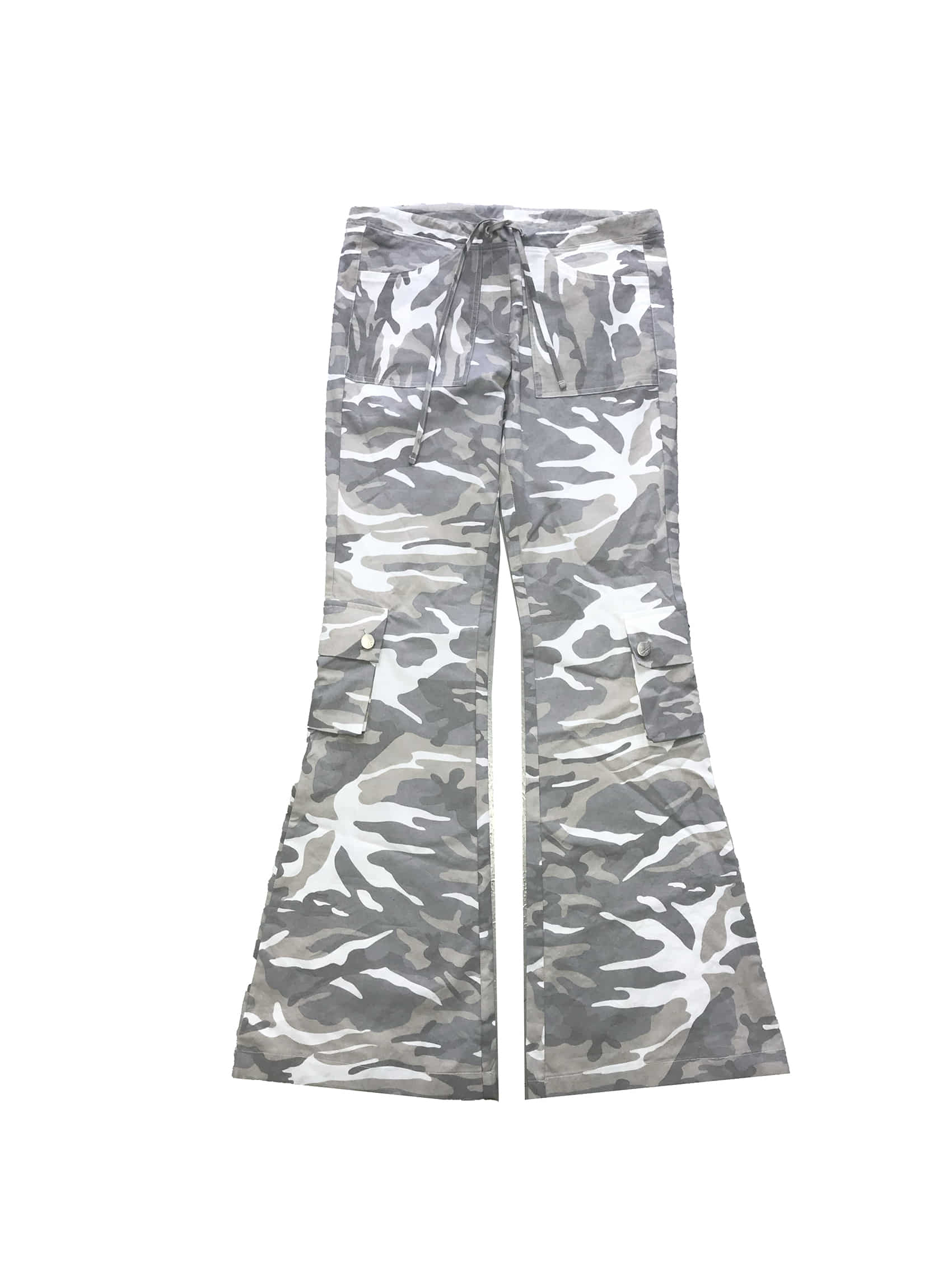 Camo Low-Rise Flare Cargo Pants