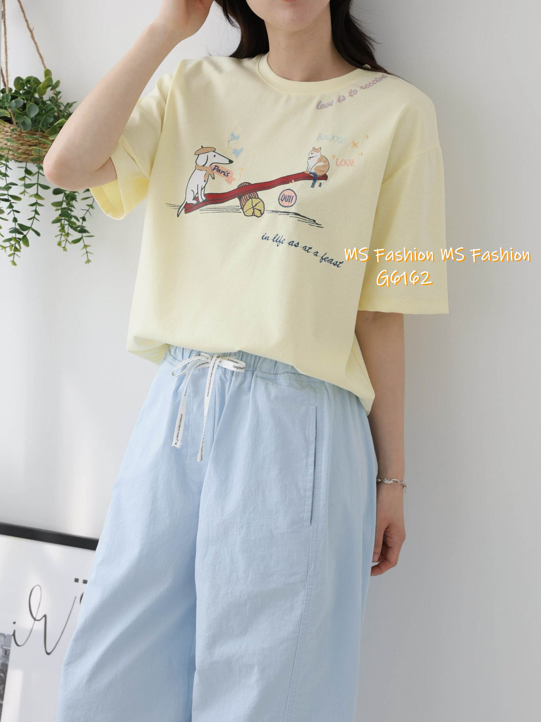 G6162 韓國🇰🇷靚料可愛貓狗圖案top