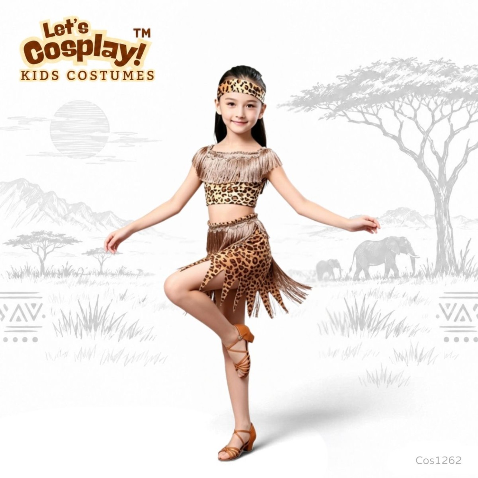 兒童非洲主題豹紋舞蹈角色扮演服 African Costume for Kids｜學校表演服 Lets Cosplay COS1262