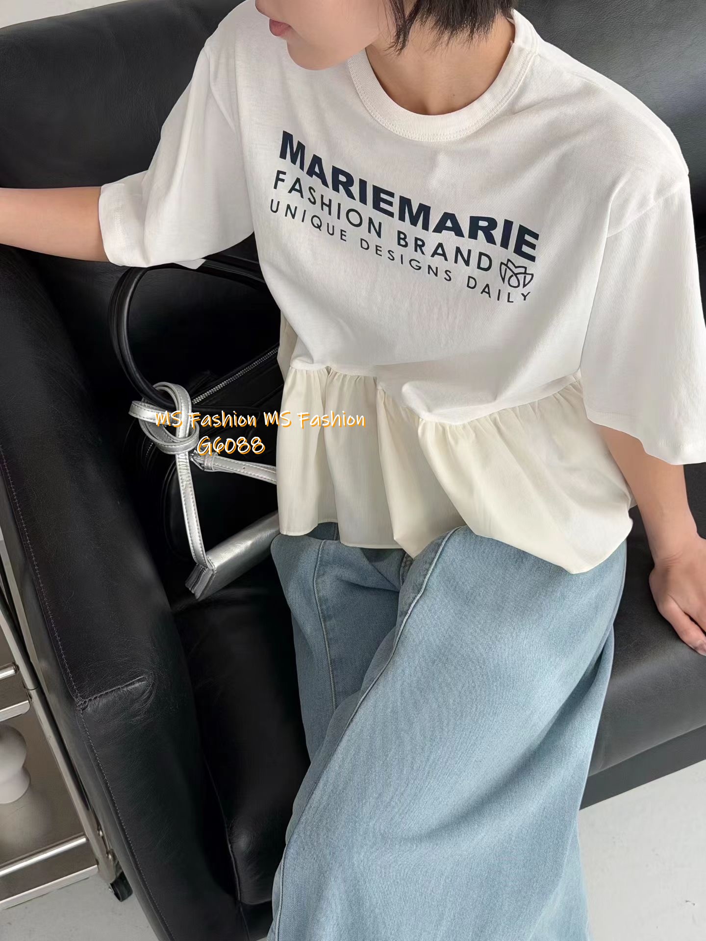 G6088 韓國🇰🇷型格字母拼布top