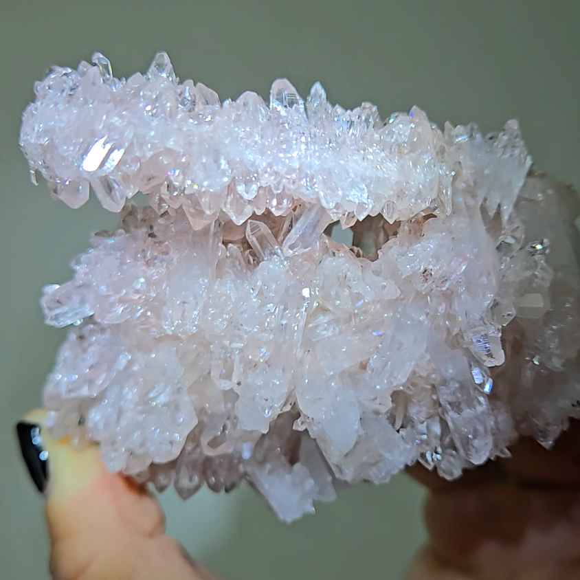 Pink Lemurian quartz with double terminations, rainbows - LQ178