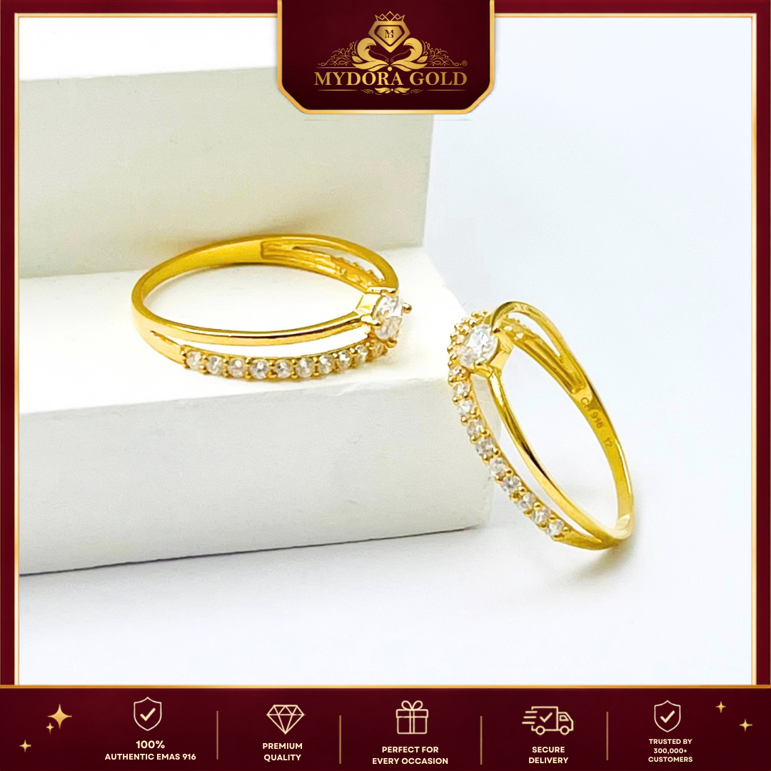 MYDORA Cincin Batu CZ Solitaire Minimalist l EMAS 916/22K