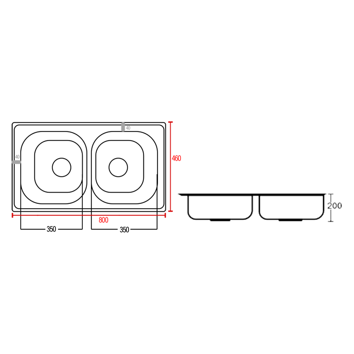 Nicon Smart Super Deep Round Hair Line Surface 2 Bowl Kitchen Sink (8046#) W66-6SDHL