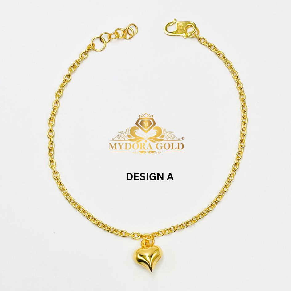 MYDORA Rantai Tangan Sauh + Mini Love | EMAS 916/22K