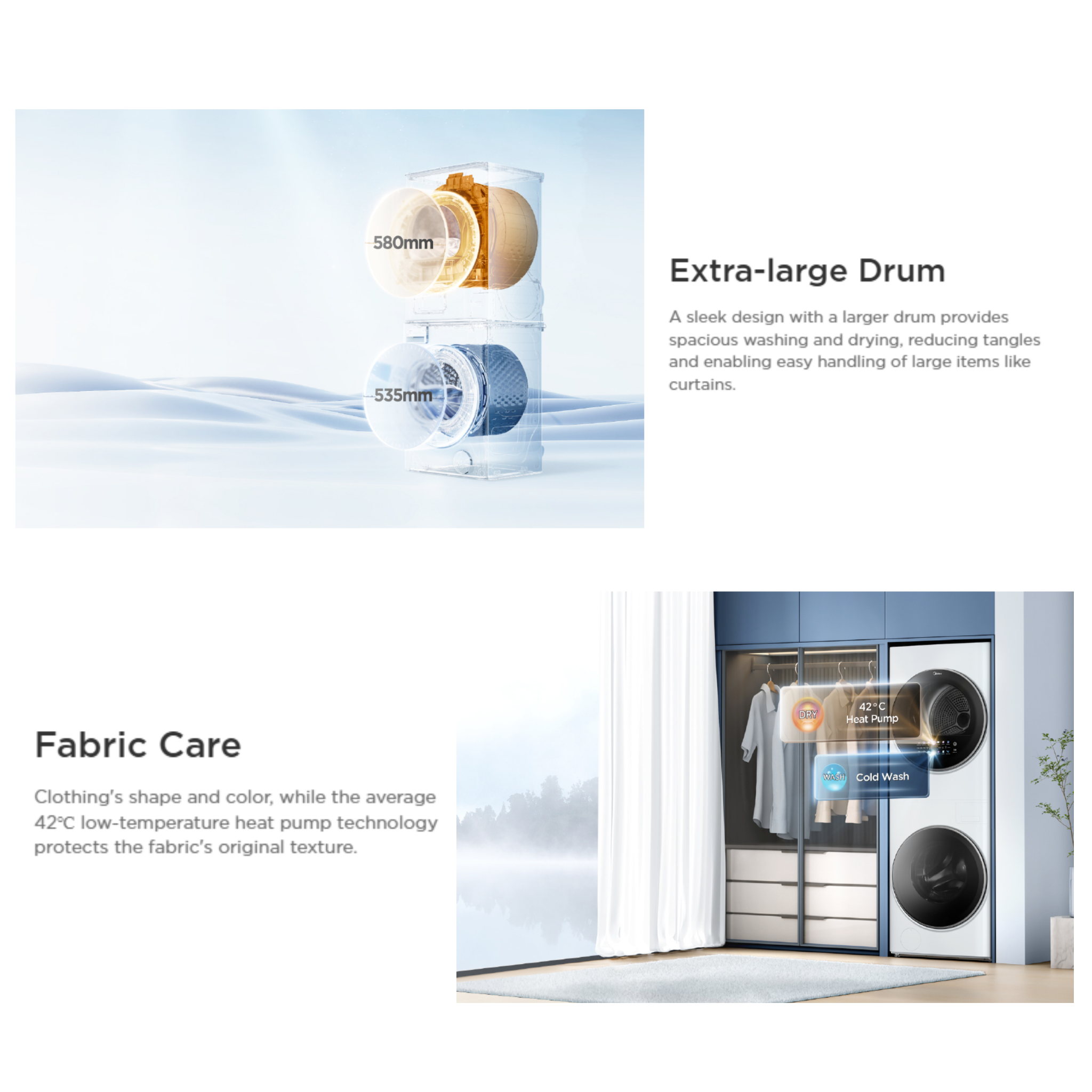 Midea 10.0kg / 8.0kg Laundry Suite Washer Dryer 2025 (Washer) (ML19F100D80WT)