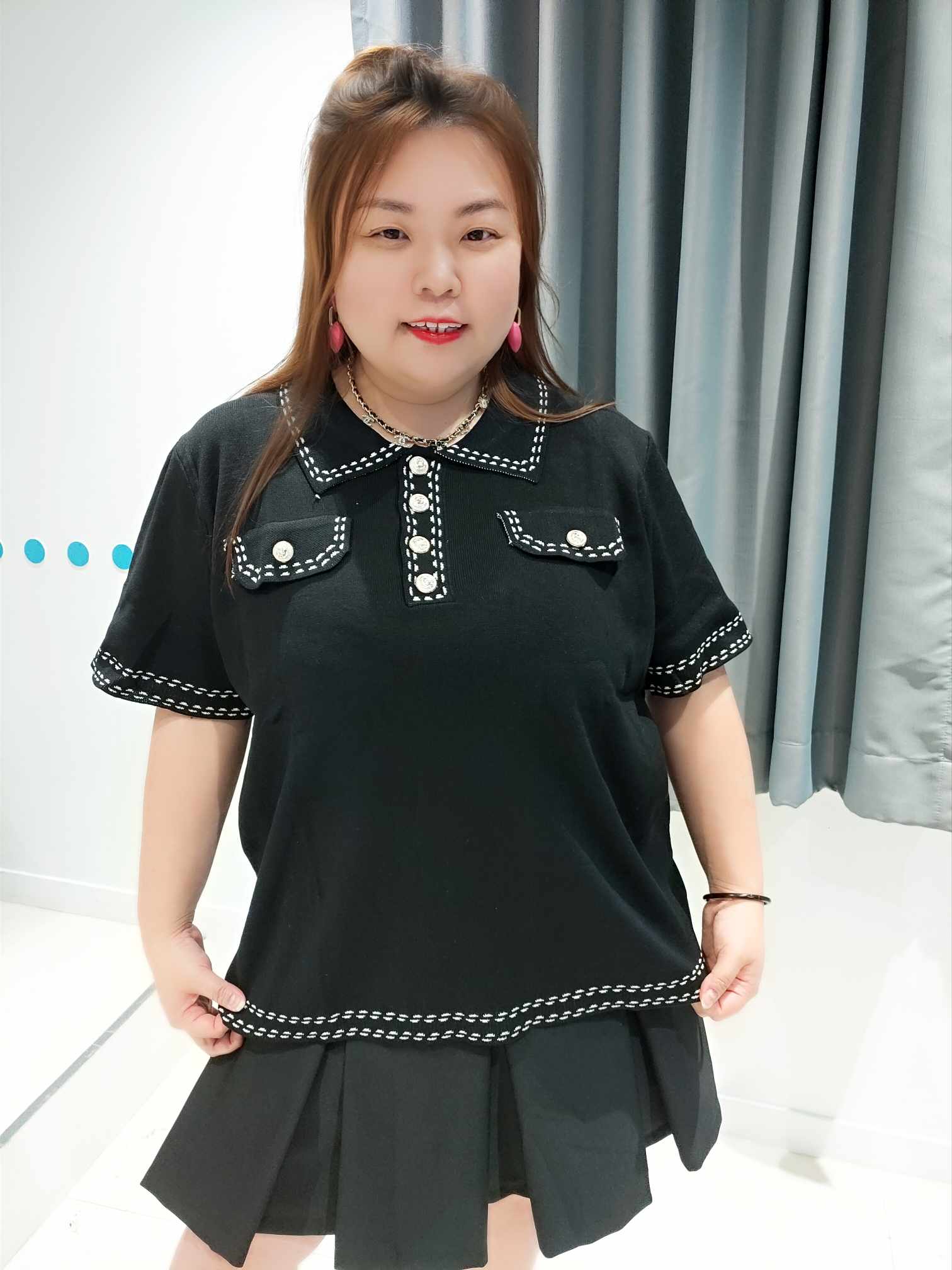 DSE19 边拼设计款针织上衣