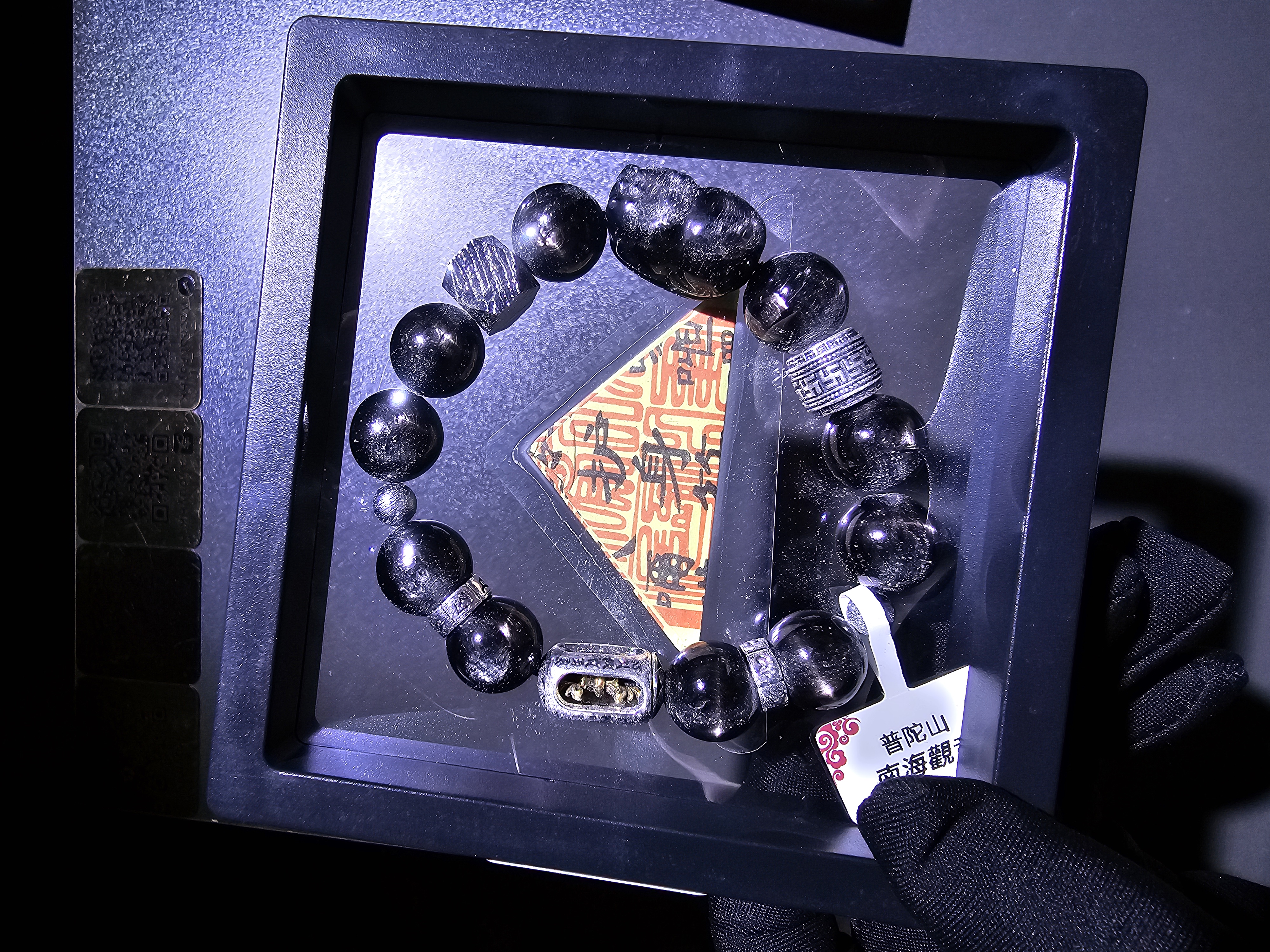 (已開光加持)(極度招財)(5.0) 貔貅天鐵萬字順筒珠+轉運珠金運石手串 13.5+mm (No.PUT761)