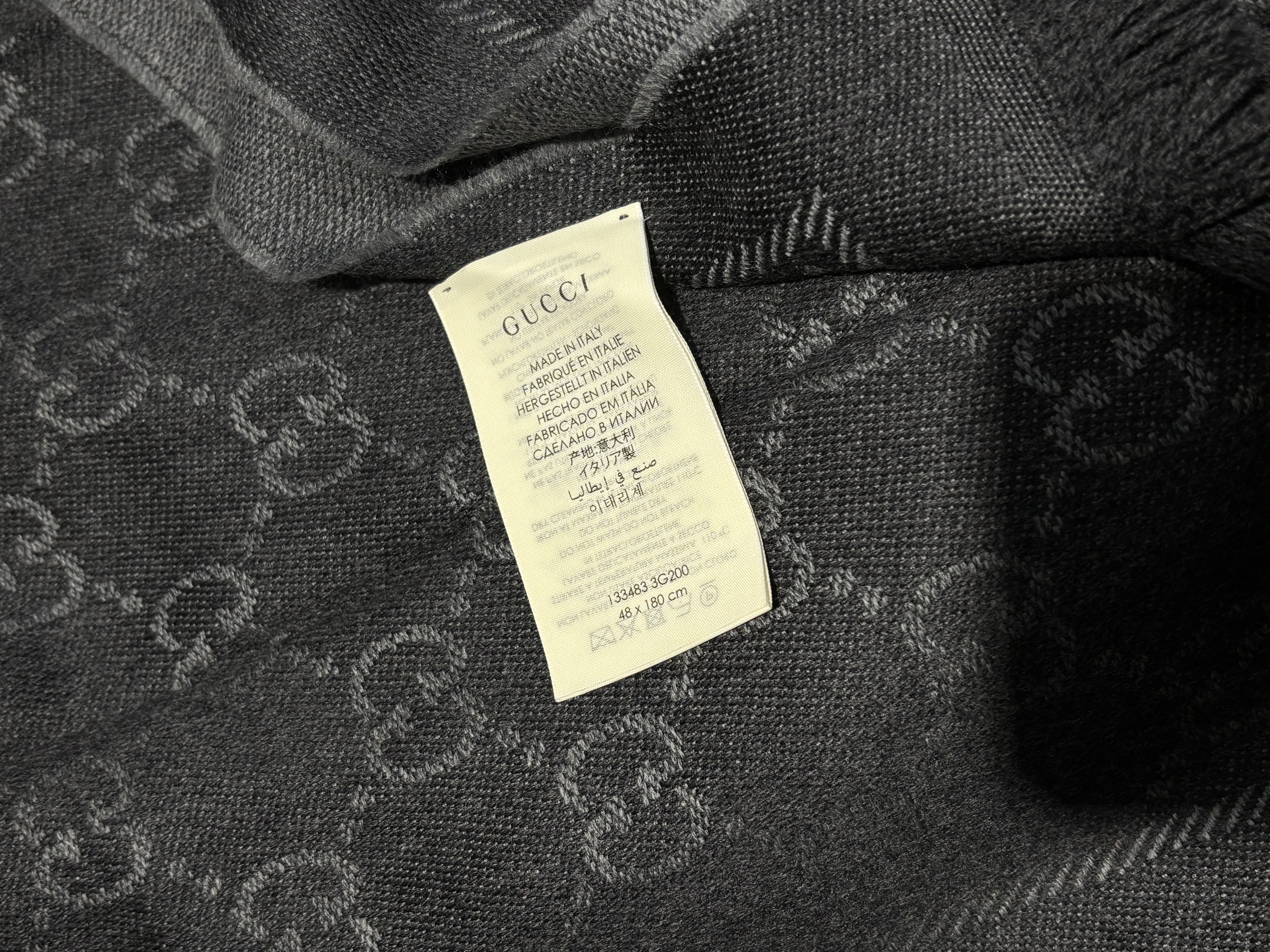 GUCCI Wool GG Monogram Scarf 133483 灰色羊毛頸巾 100%Authentic, 99%New