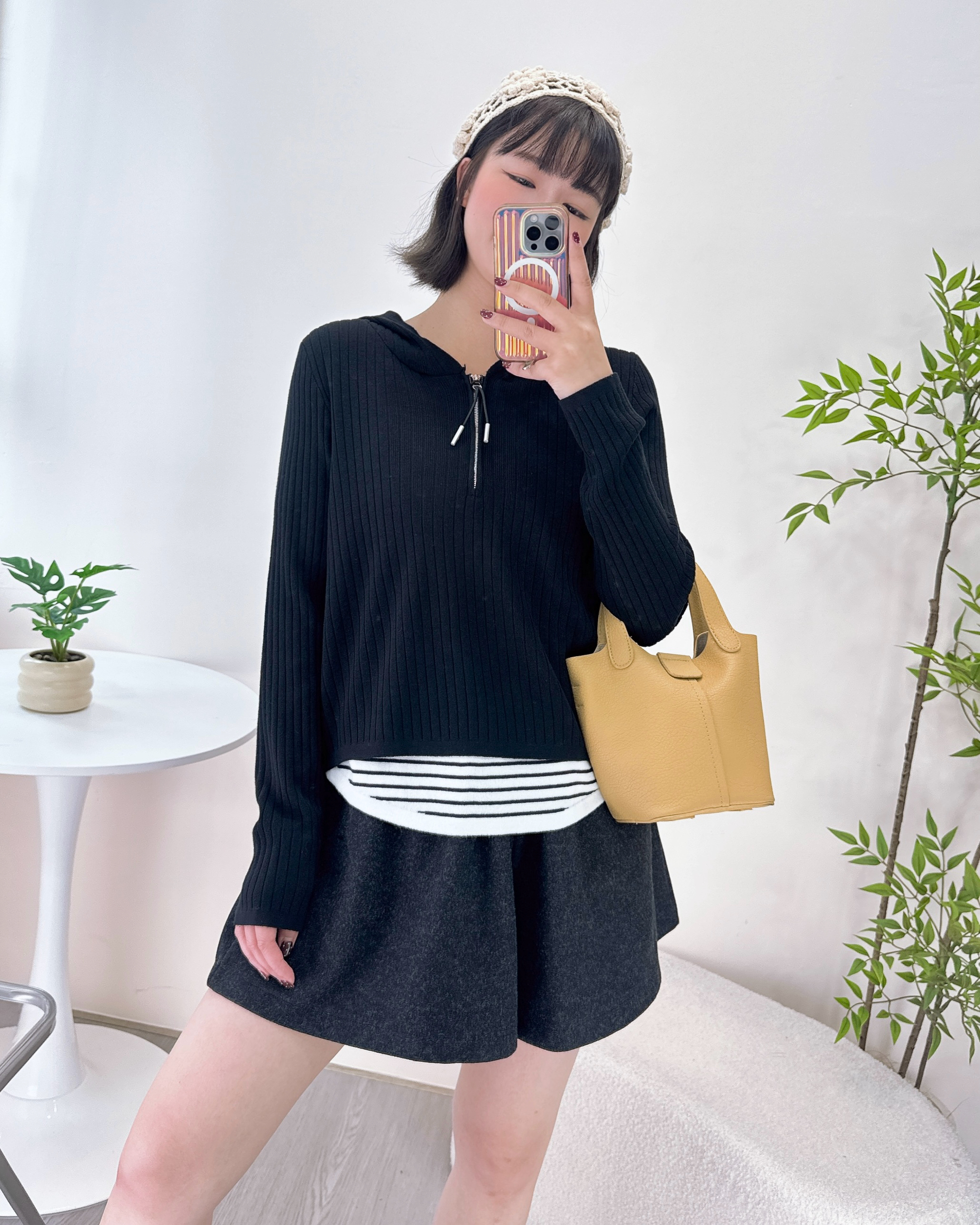 初春親膚假兩件連帽上衣 3色