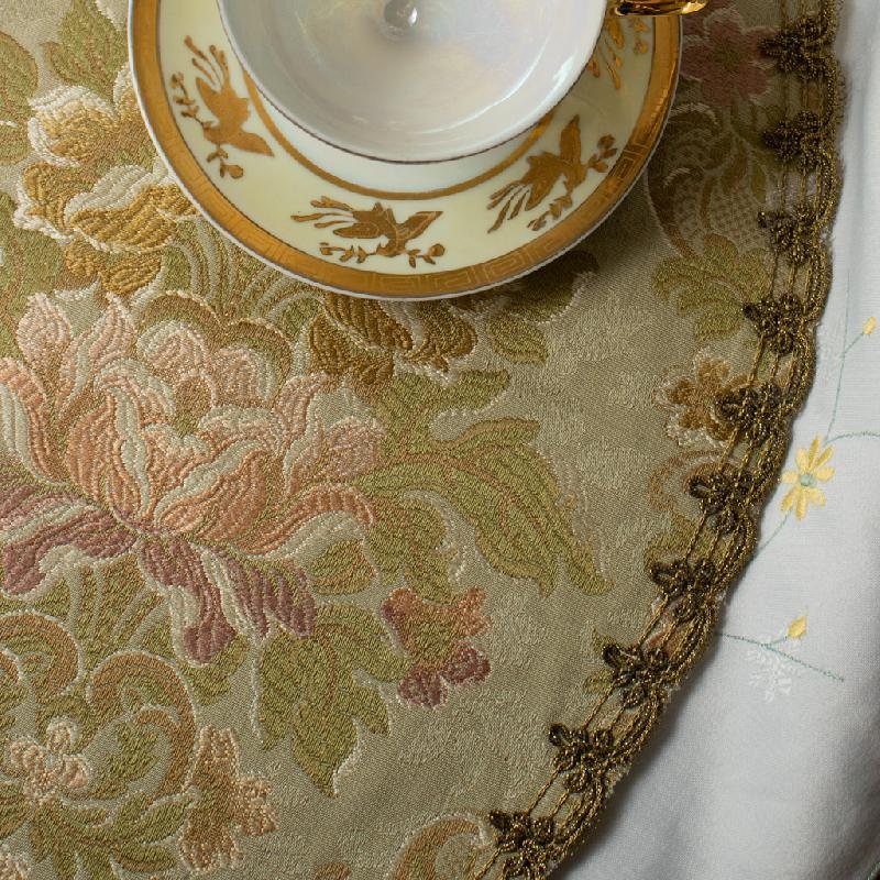 (Last one !) c.a. 1970s Italian Elegant Sage Green Table Mat /Tapestry Dollies (MT293)