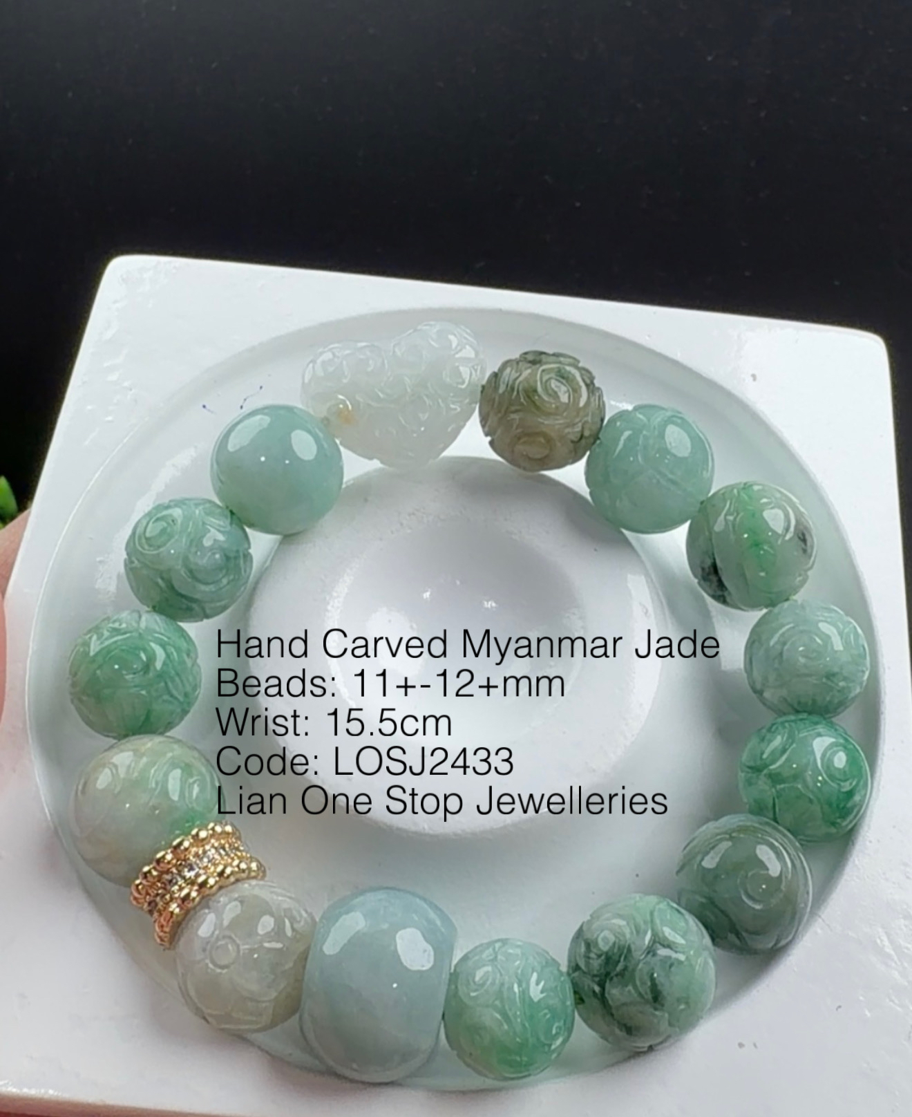 Code: LOSJ2433 Hand Carved Myanmar Jade  