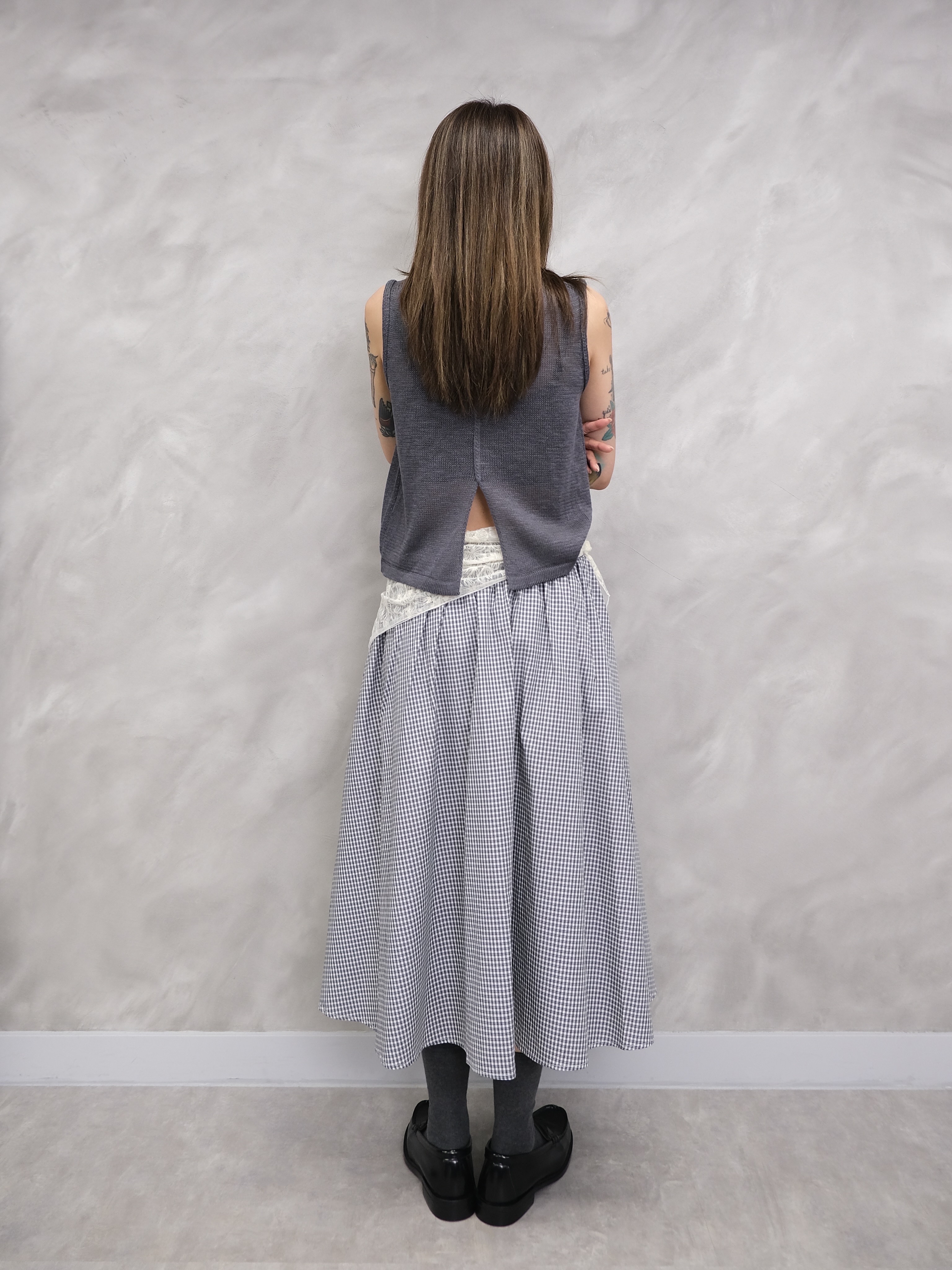 Plaid full skirt #sk45