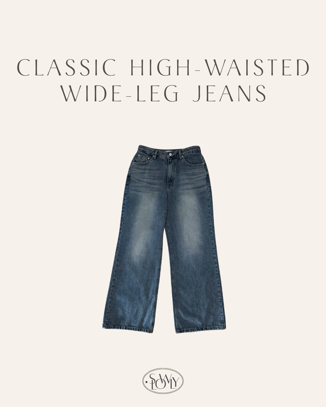 經典高腰闊腿牛仔褲(兩個尺碼)