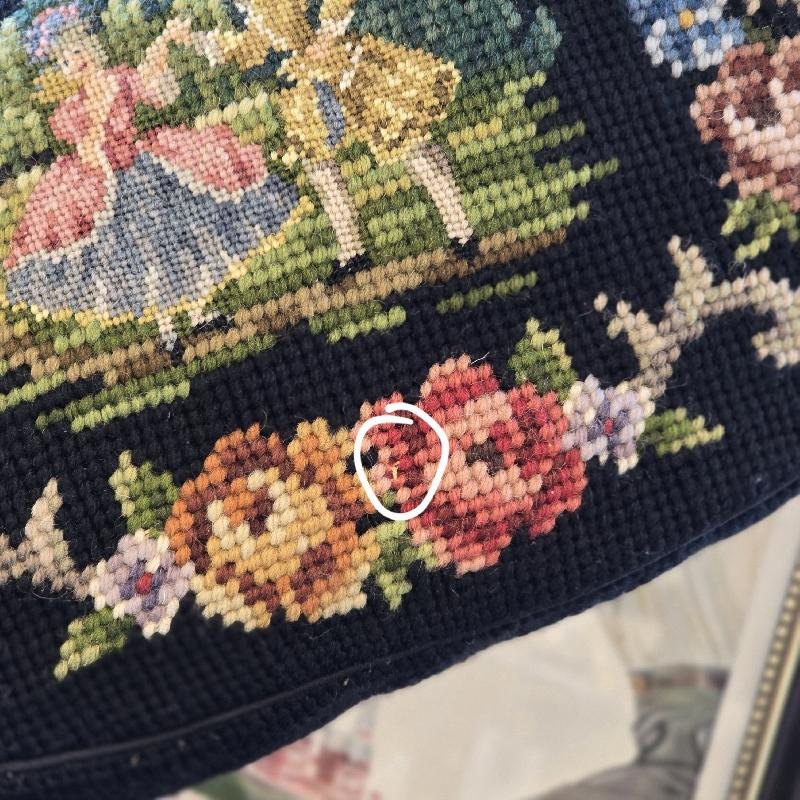 Rare! Courting Couple Needlepoint with Rhinestone Frame Handbag - Missing 2 stitches (MT2505)