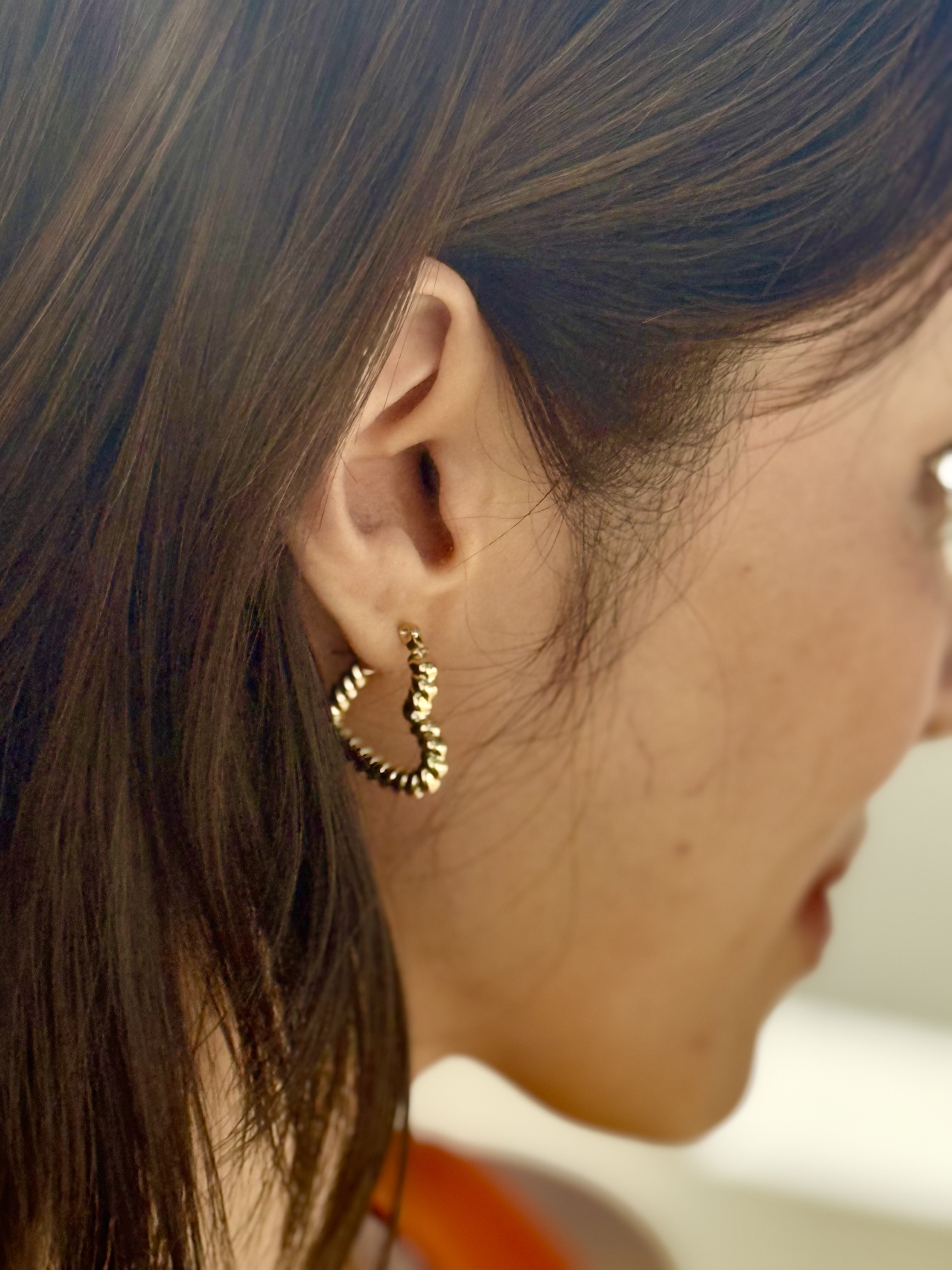 Gold heart stainless earring