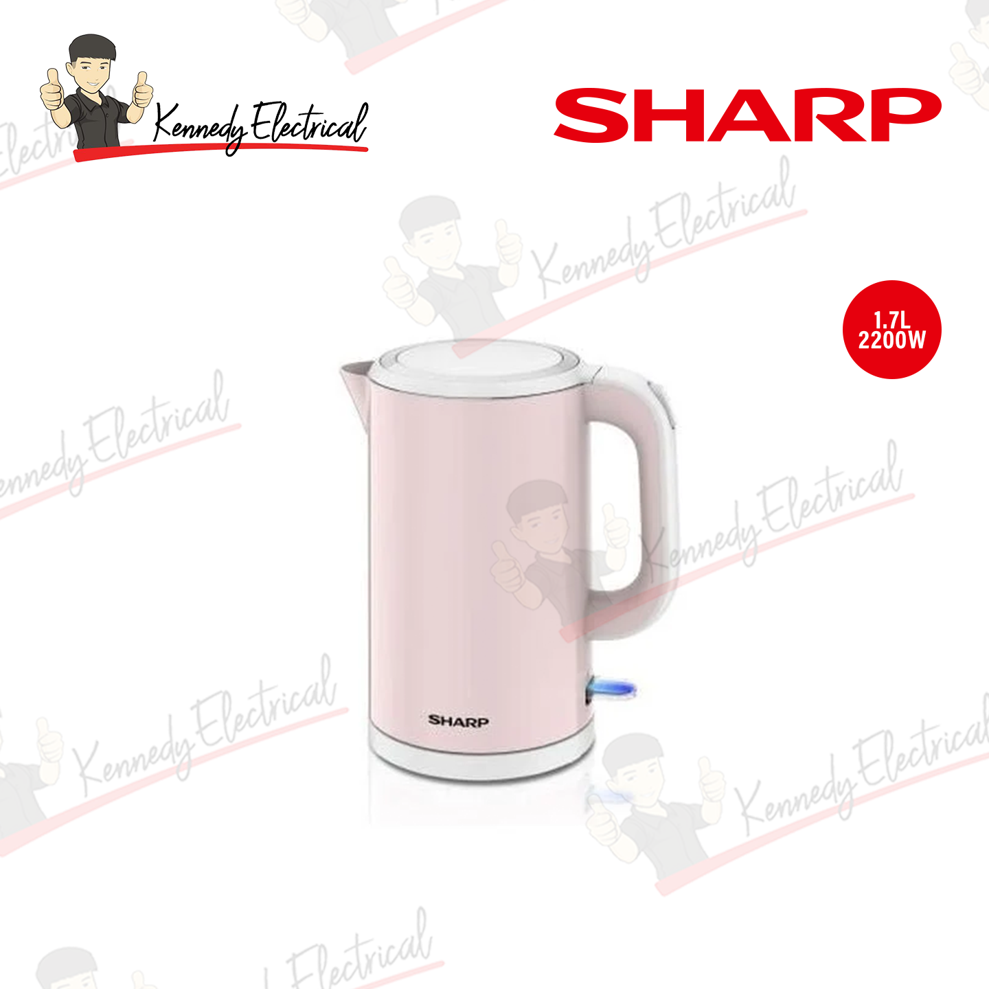 Sharp 1.7L Double Wall Stainless Steel Electric Kettle (EKJ171PK)