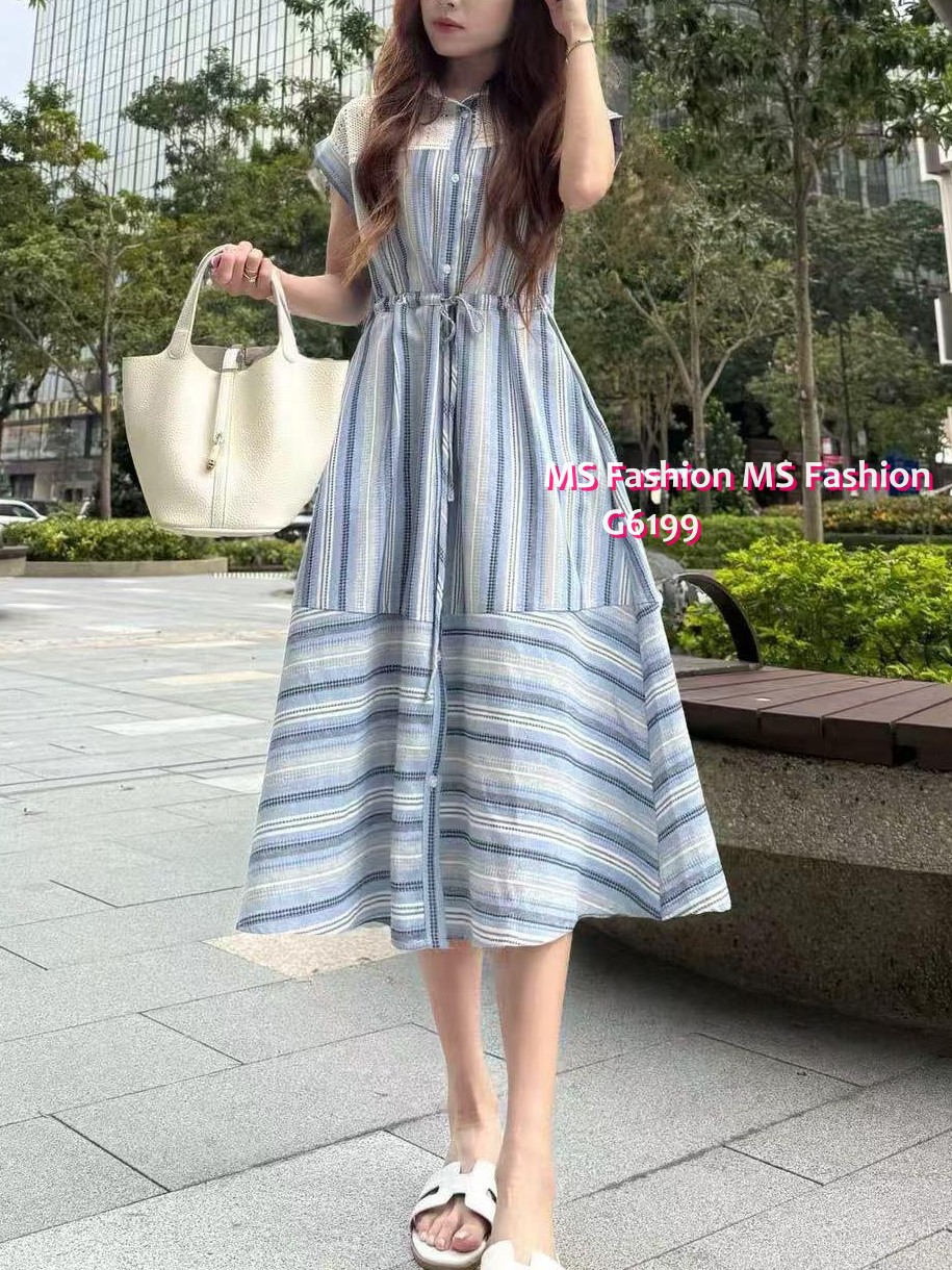 G6199 韓國🇰🇷條子連身裙Set
