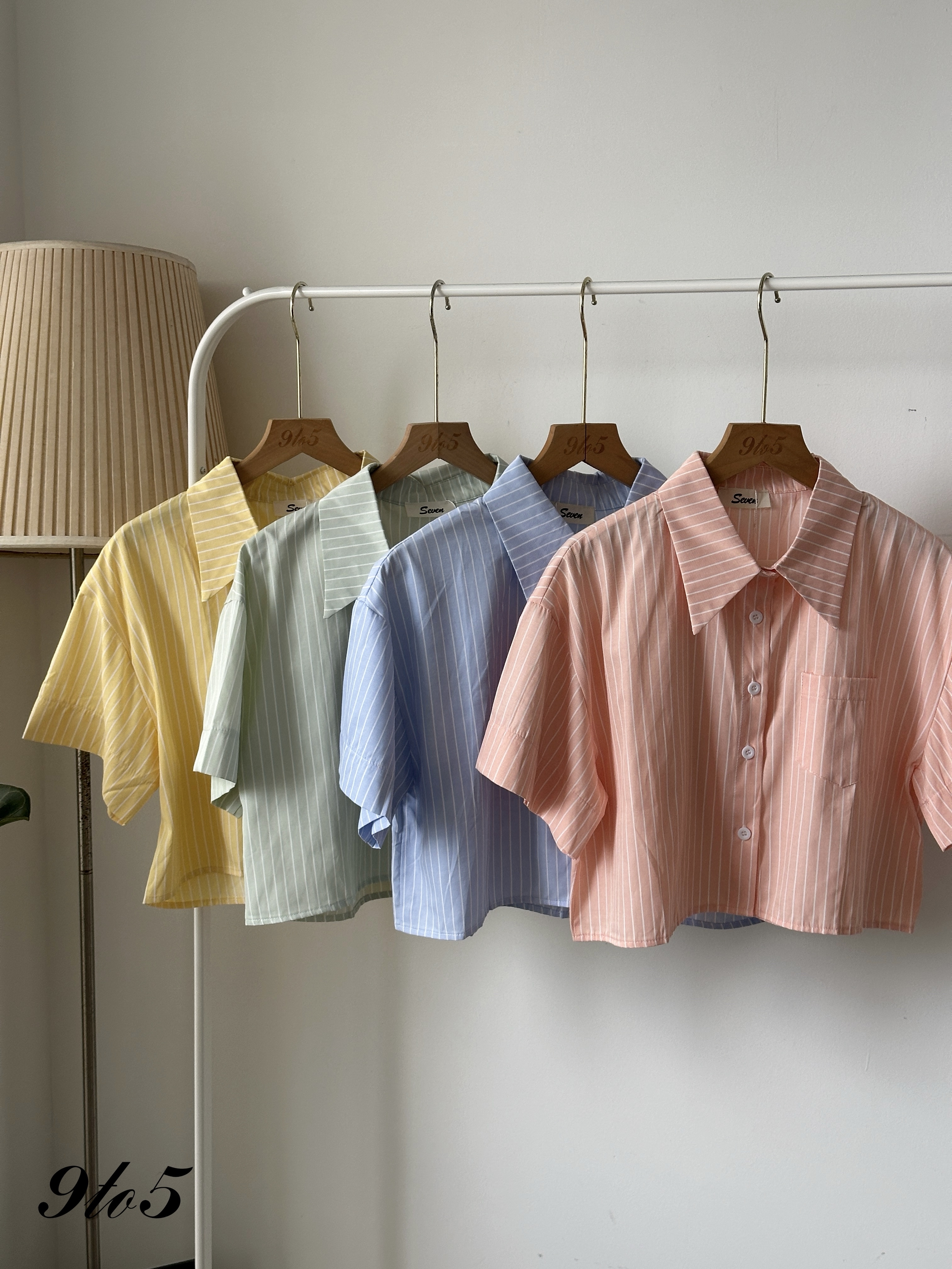 T4084 Stripe Crop Shirt - 4 Colors 