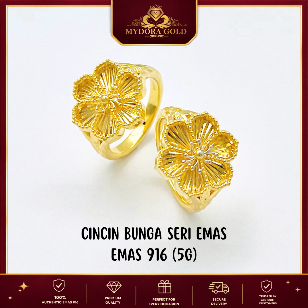 MYDORA Cincin Bunga Seri Emas (5G) l EMAS 916/22K