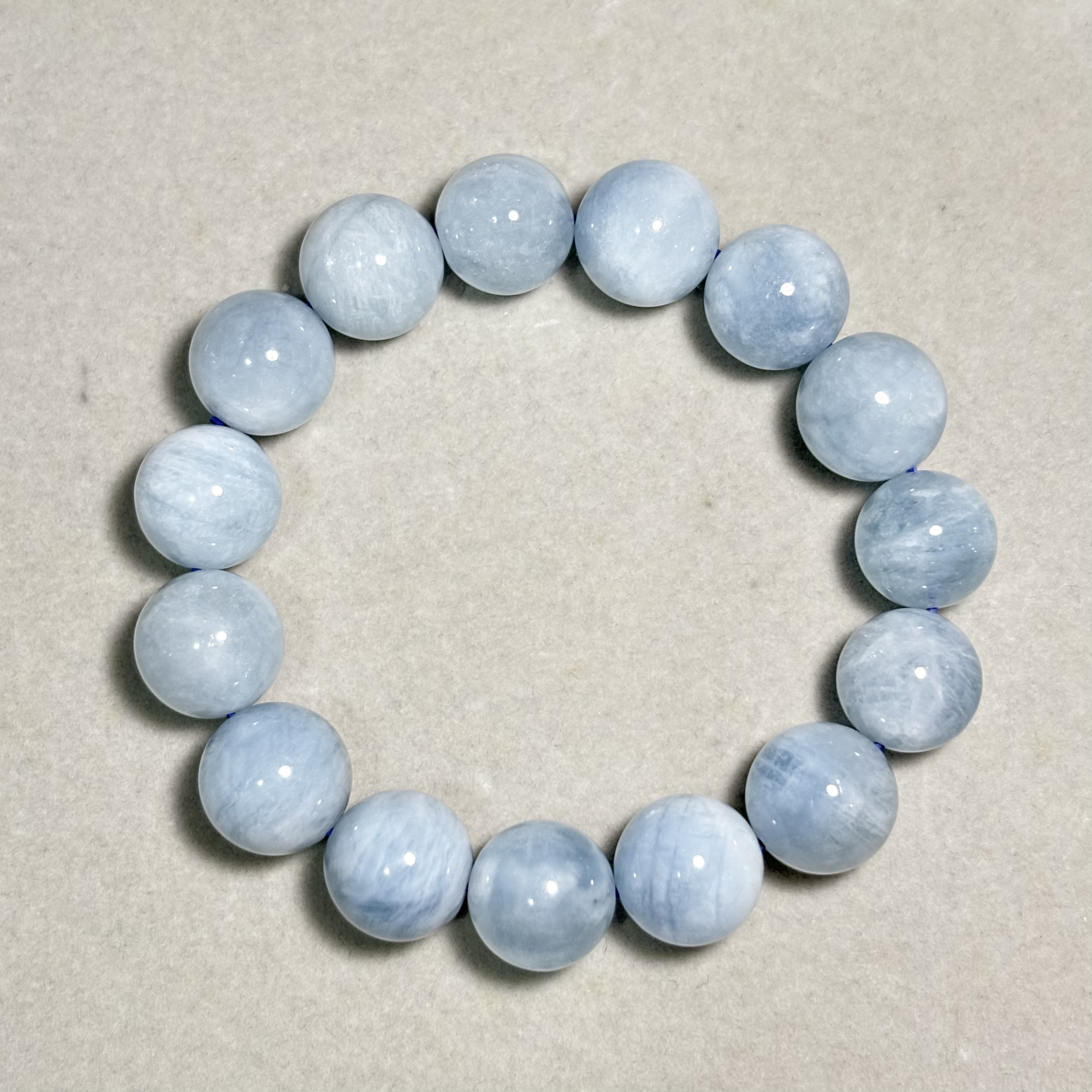 15mm海藍寶天然晶石手串No.4061