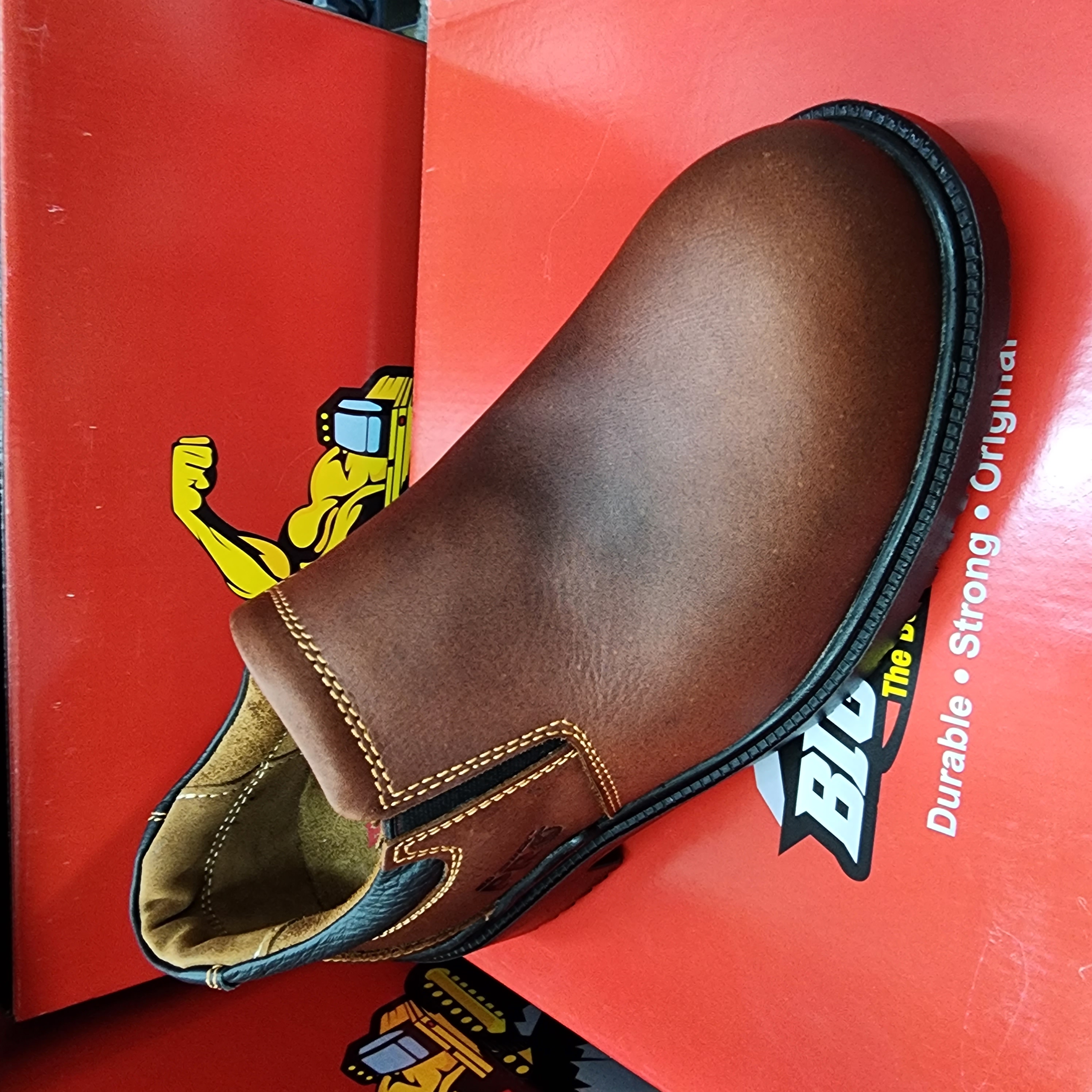 BIG TRUCK PRO 112 SLIP ON MEN’S PREMIUM LEATHER LIGHTWEIGHT SLIP-ON SAFETY BOOTS SHOE Kasut Keselamatan