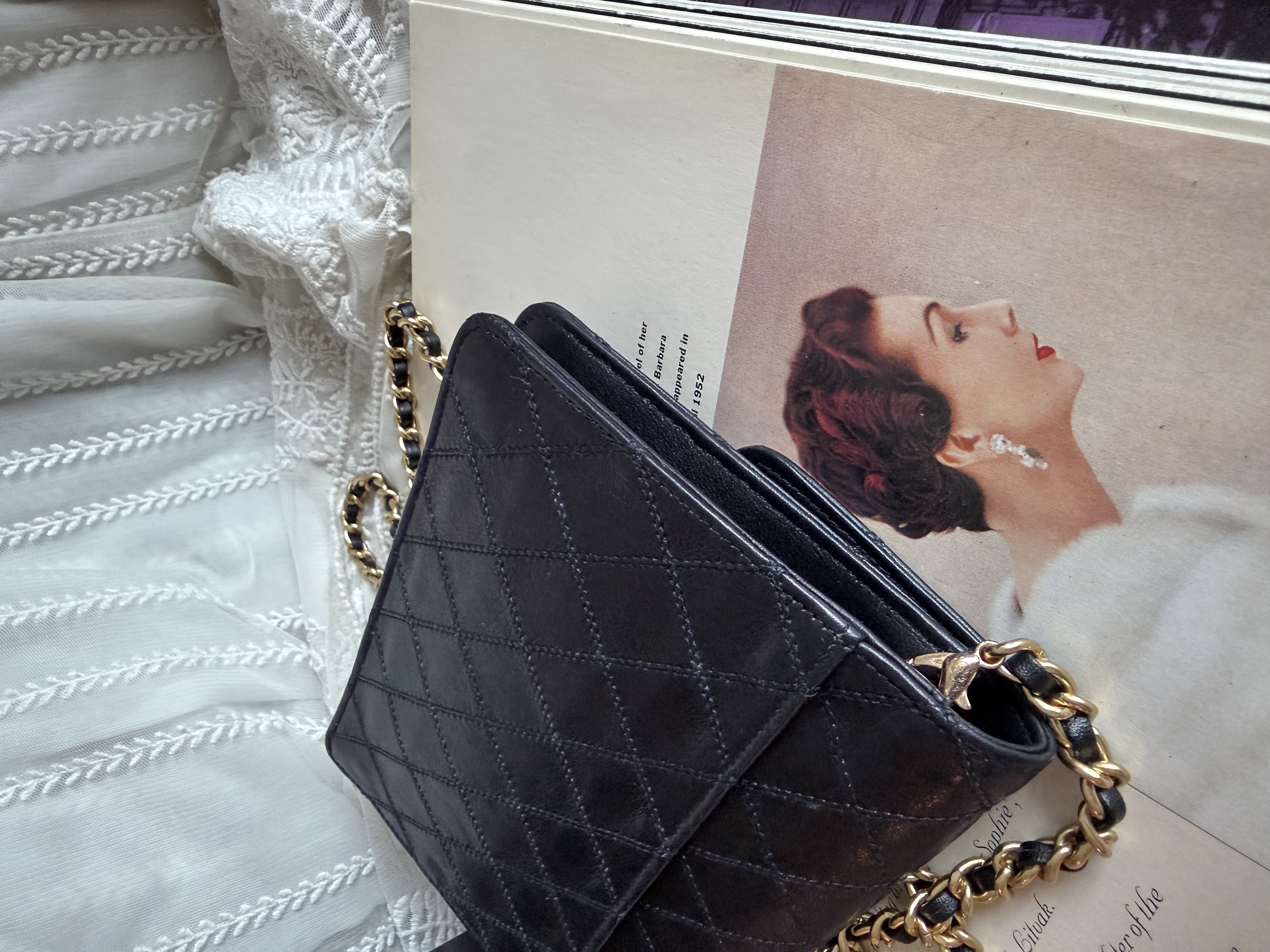 chanel cc black matelasse  black leather flap cutch bag