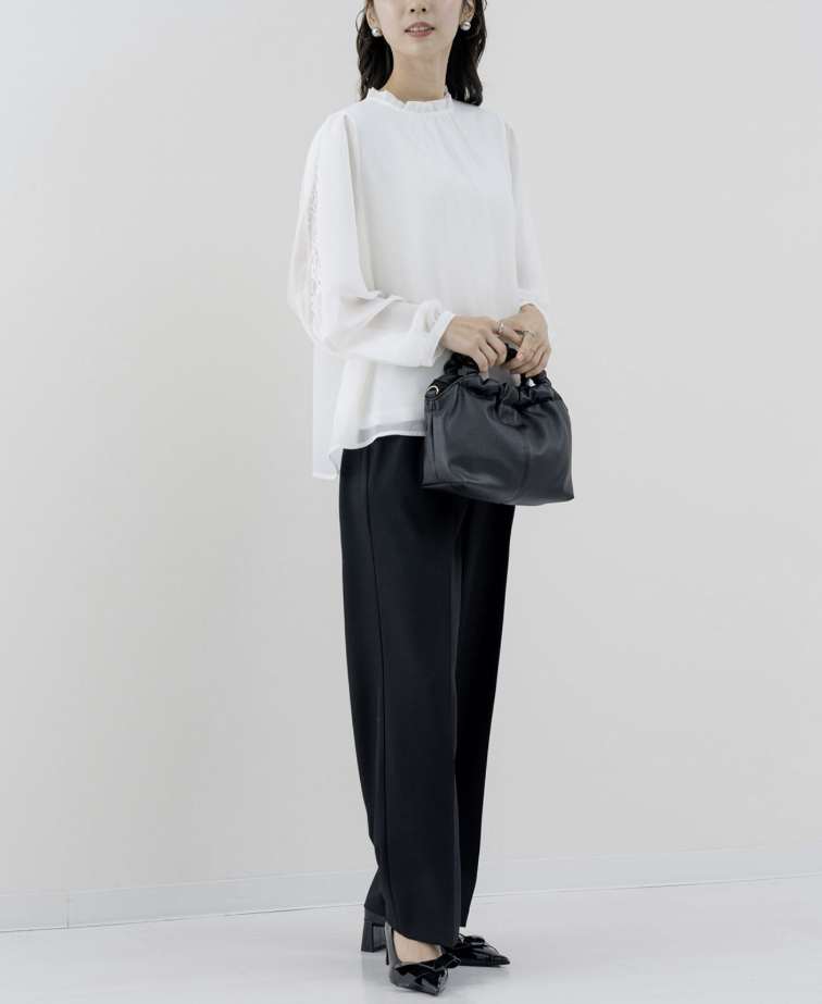 袖花紋蕾絲開衩襯衫 - 2026 流行穿搭  蕾絲襯衫 春夏時尚穿搭 柔軟舒適 成人休閒 日常穿搭 易於配搭 日本直送   #JP-I-260013