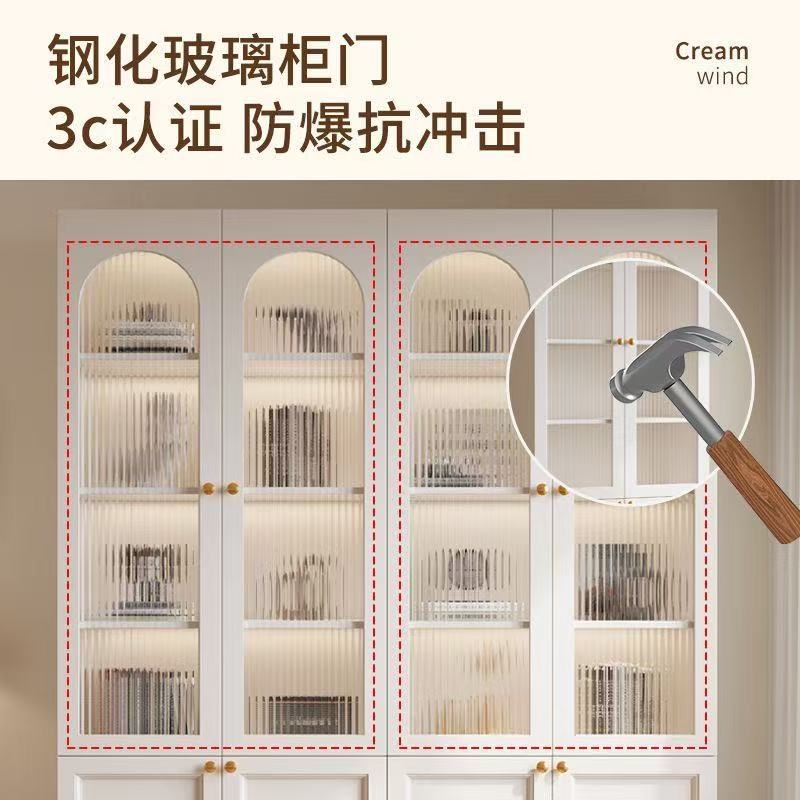 法式書櫃 客廳收納櫃 玻璃門書櫃 客廳多層展示櫃 組合書櫃書架 Bookshelf