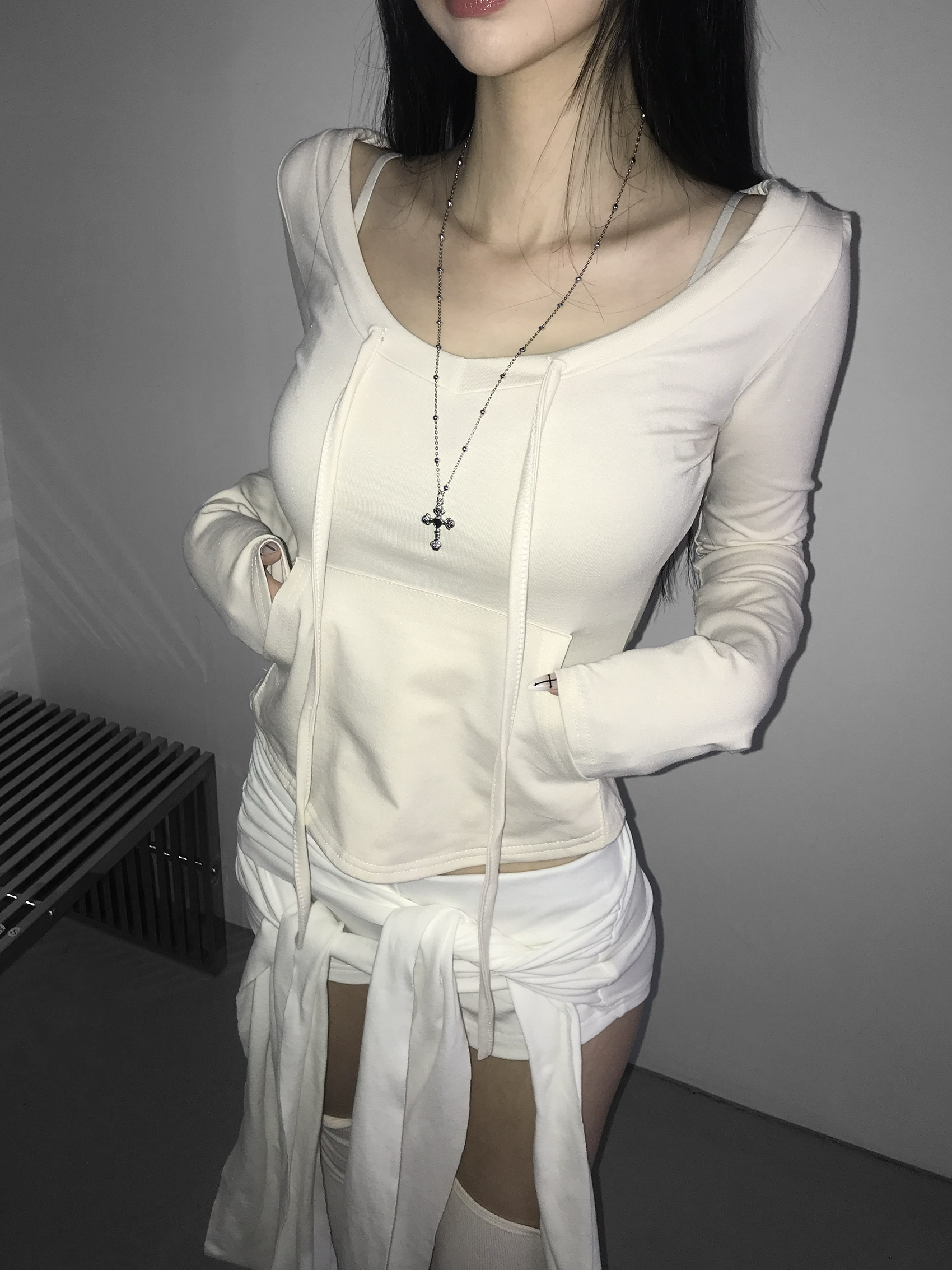 Drawstring Scoop Neck Top