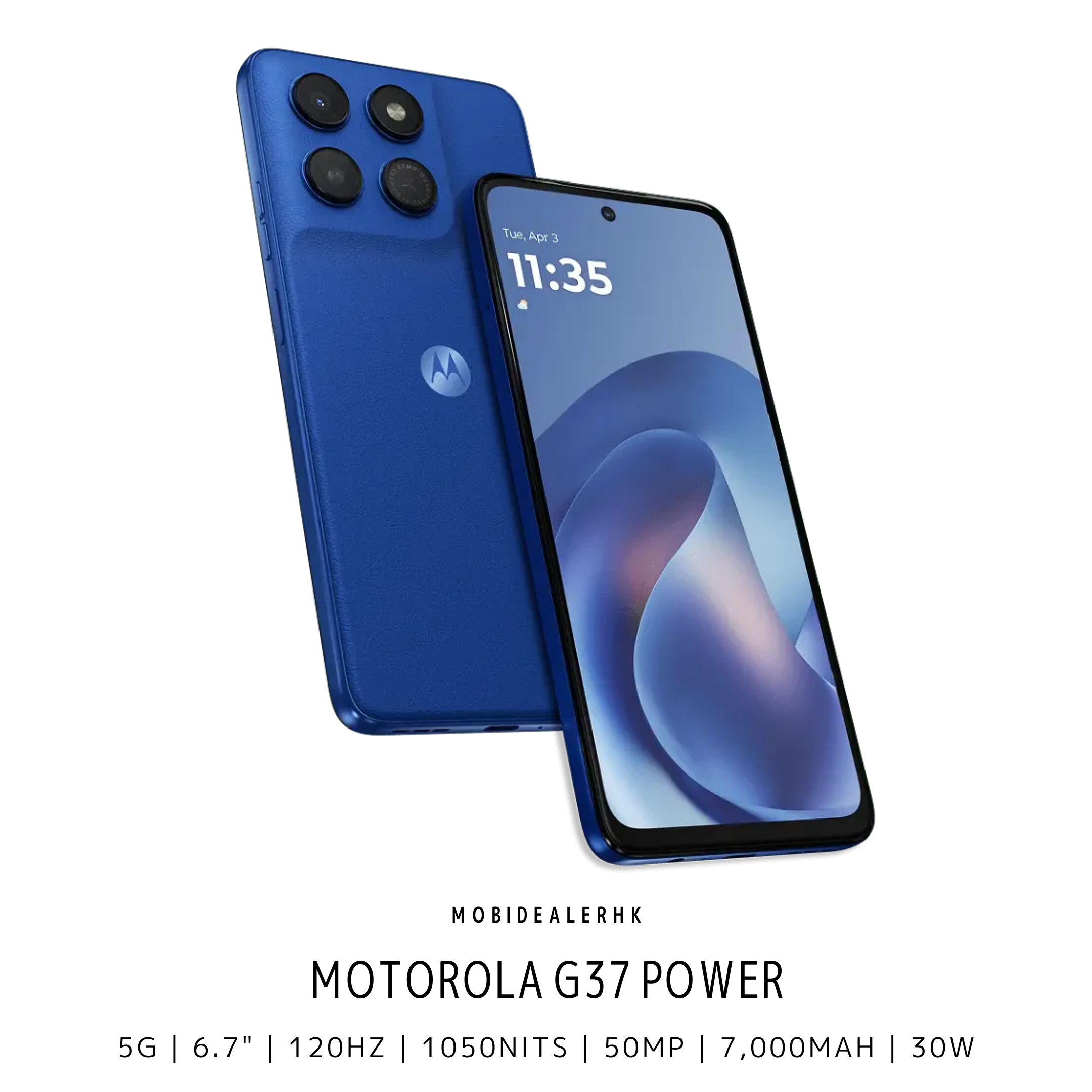Motorola G37 Power | 5G | 智能手機 | 7000mAh 超大電量續航 | 5000 萬像素 AI 相機 | 120Hz 超亮大螢幕 | 30W 快充