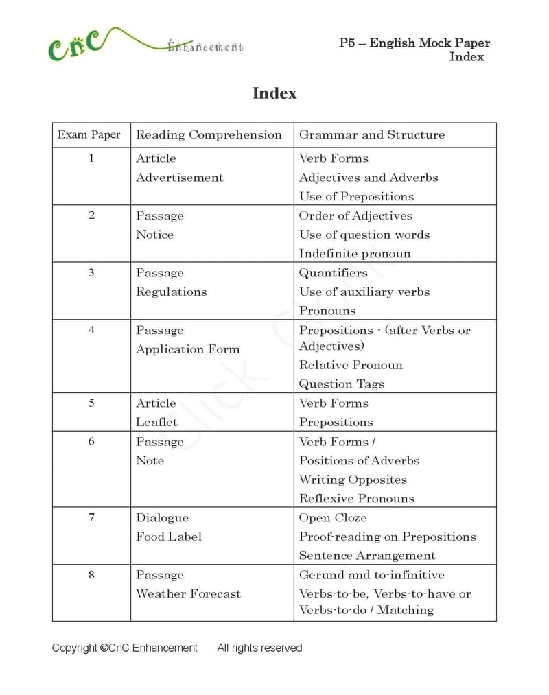 模擬試卷 (五年級)
