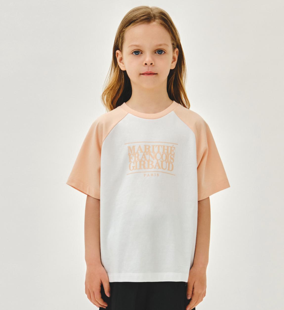 Ⓜ️ fg kids款 oversized classic logo 牛角袖tee 折扣優惠 Pink拼淺灰/橙拼白 / navy Size 100-150 瘦的女生可穿140/150