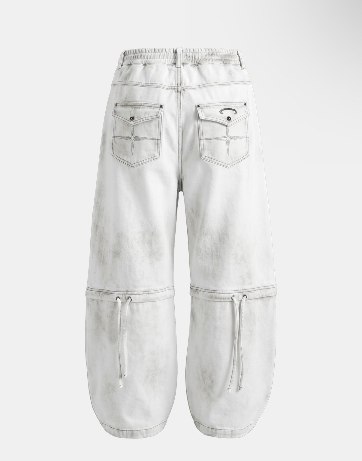 BADBLOOD新款[w-pts26-095] Destroyed Raw-Edge Joggers - White