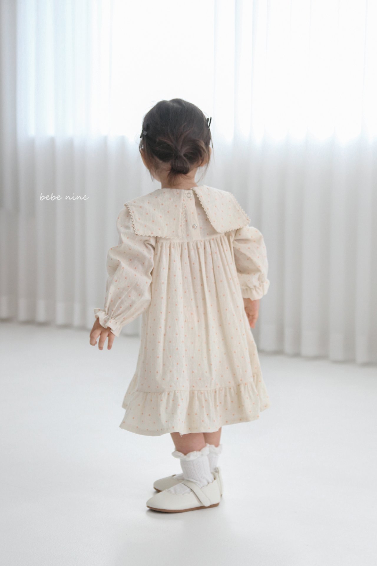 🌸預訂 韓國直送🌸🇰🇷Bebenine兩色方領波點荷葉邊長袖連身裙