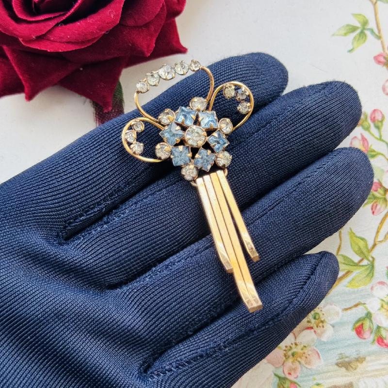 C.a. 1940s M&S 1/20 12Kt Gold Filled Elegant Motif Swinging Tassels Two-Way Brooch and Pendant(MT1805)