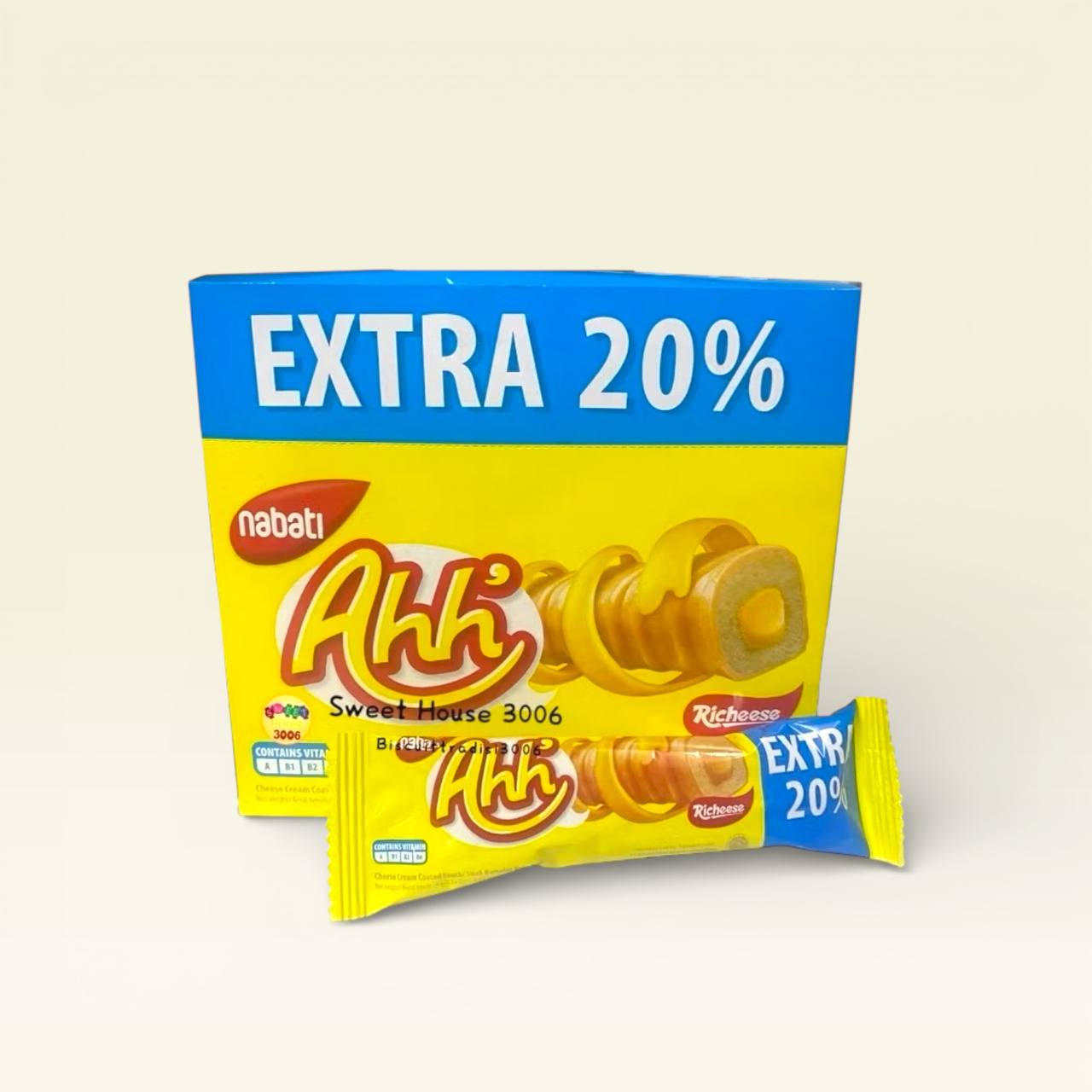 (AHH /Short) 20pcs x6.5g Nabati Richeese Richoco Ahh' Extra 20% [Cheese / Chocolate]