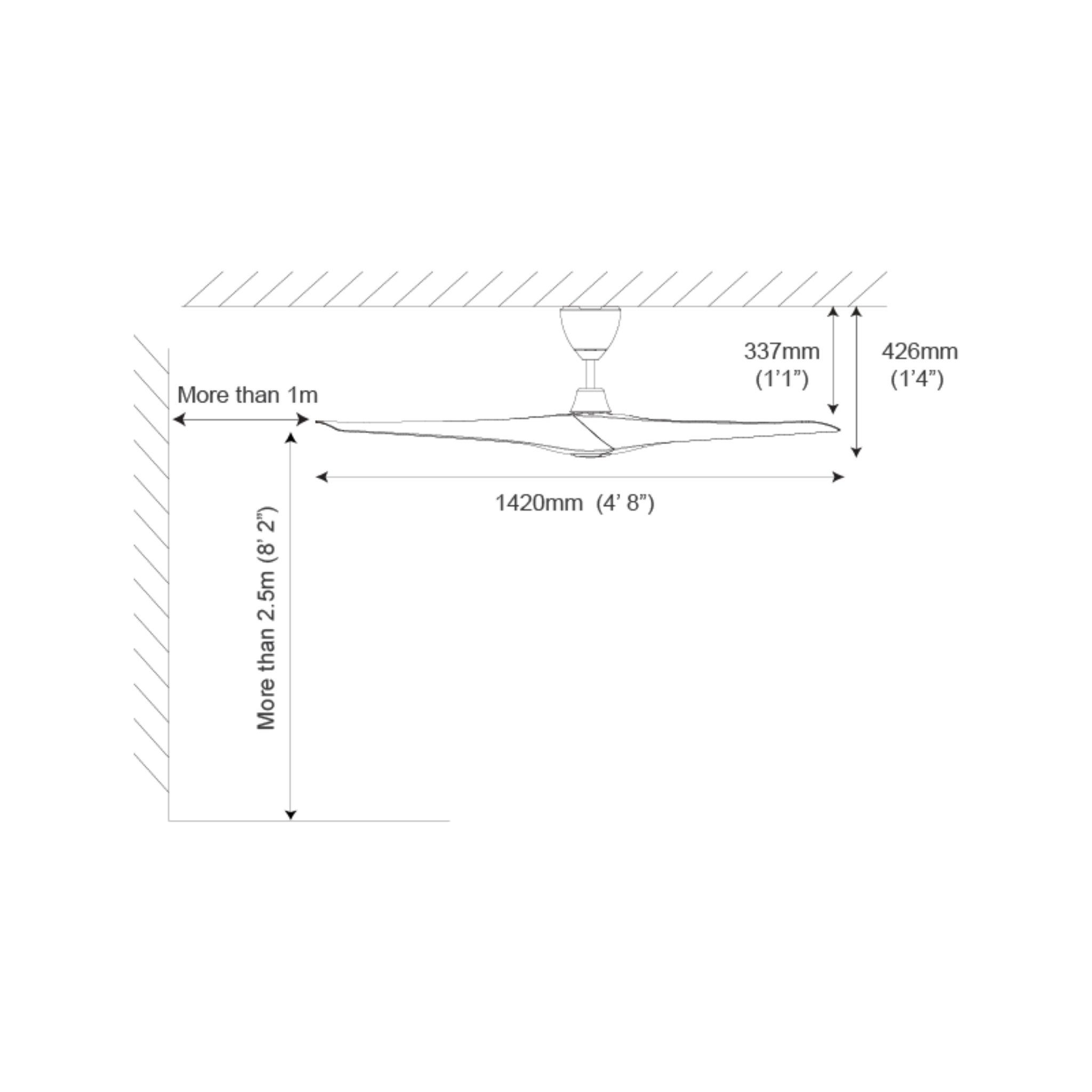 Alpha 56" Axis AC Motor ABS Ceiling Fan (AXIS-3B)