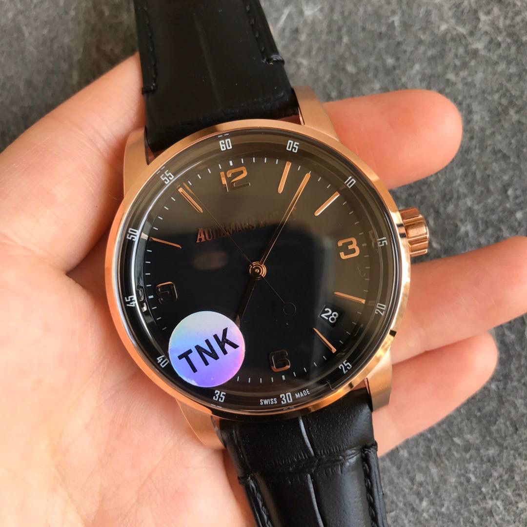 爱彼 Audemars Piguet 黑色表盘玫瑰金表壳男士腕表